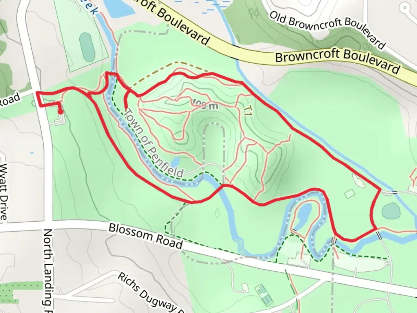 An image depicting the trail Indian Landing Trail and its surrounding area.
