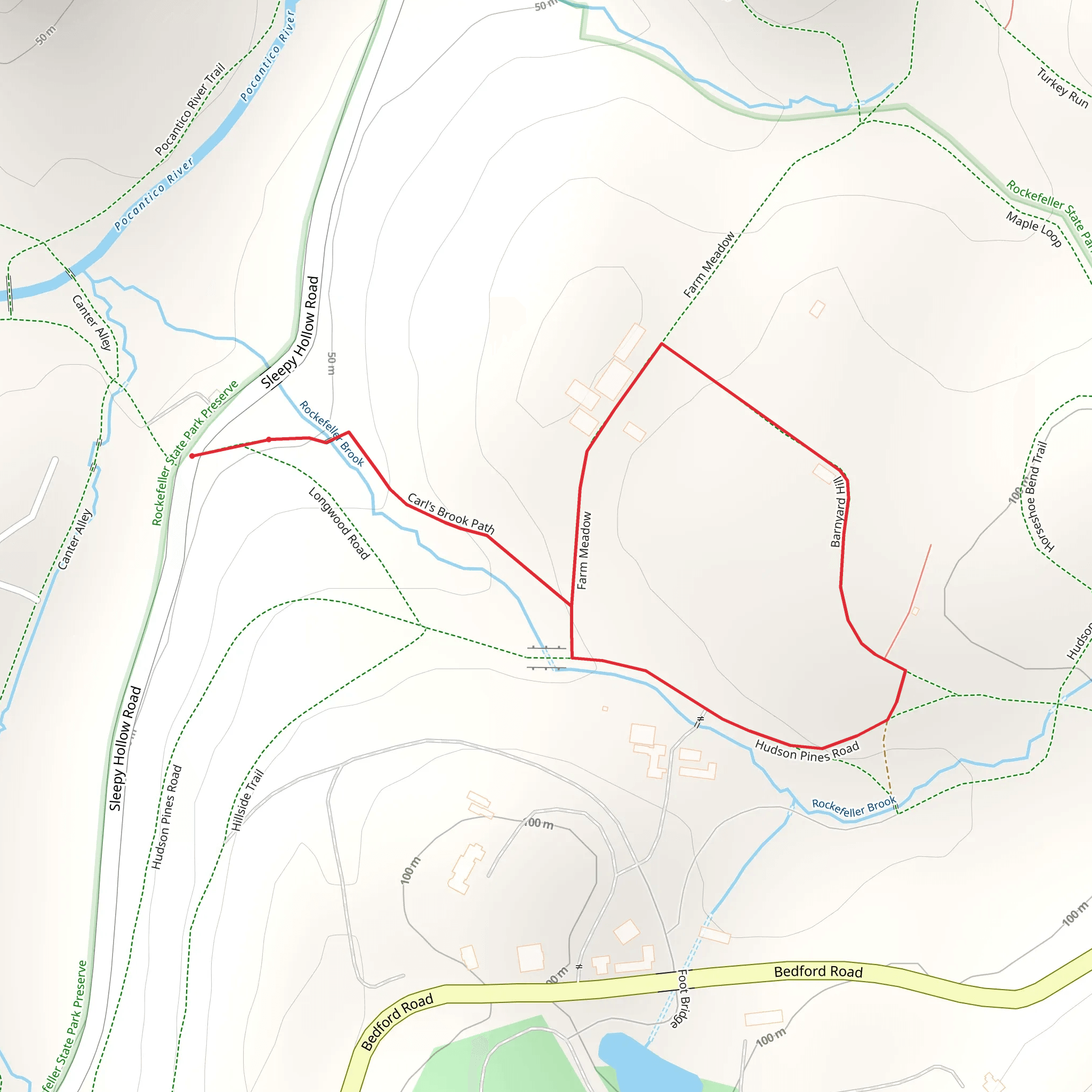 Barnyard Hill Loop from Sleepy Hollow Road mobile static map