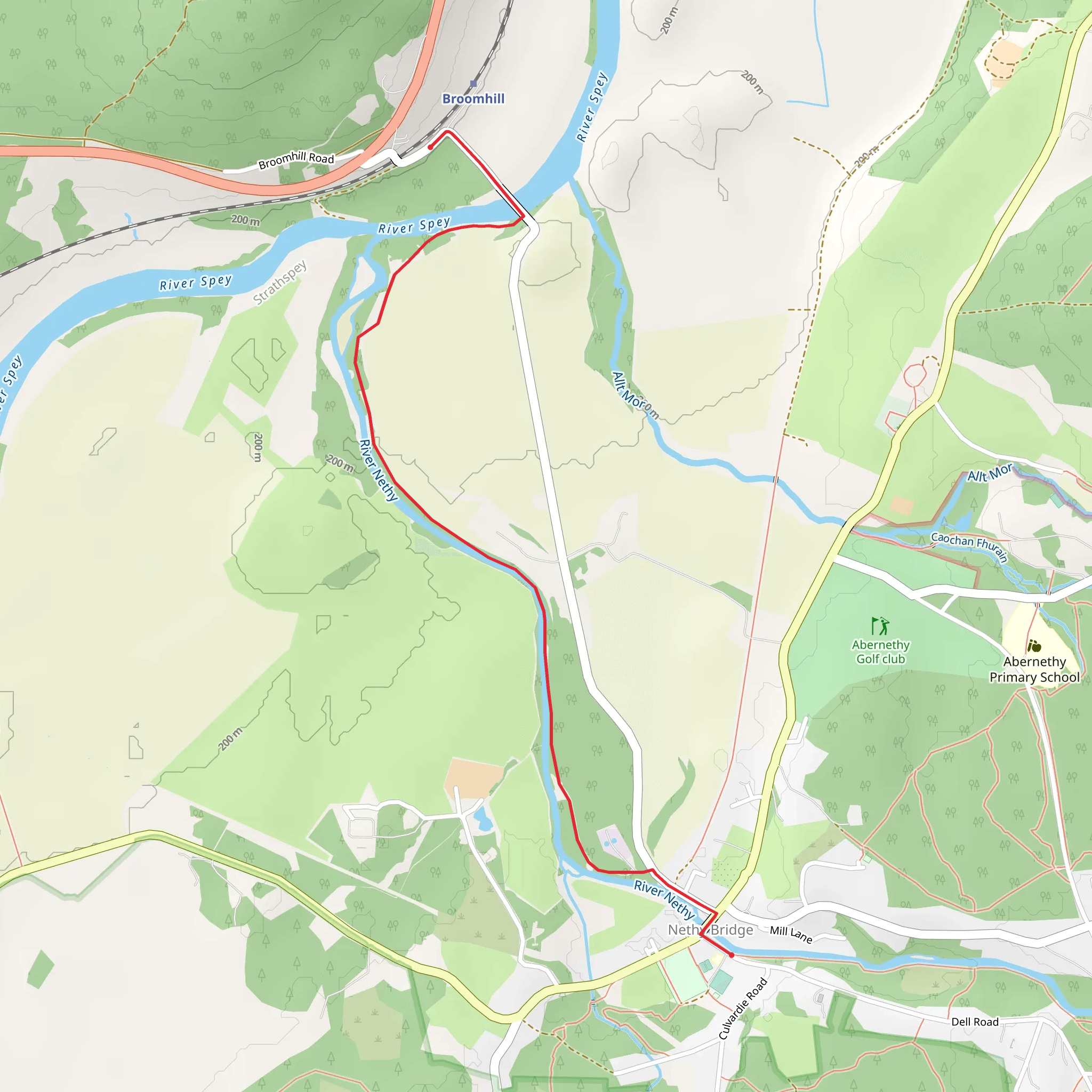 Nethy Bridge Path - Broomhill Trail mobile static map