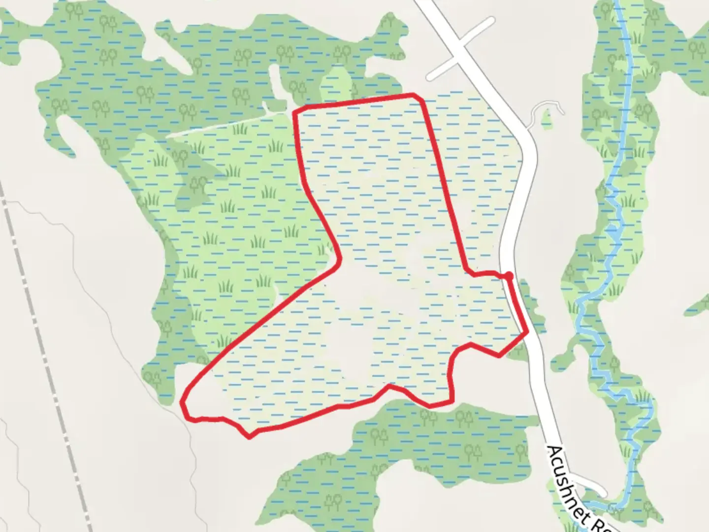 An image depicting the trail The Bogs - Acushnet Road and its surrounding area.