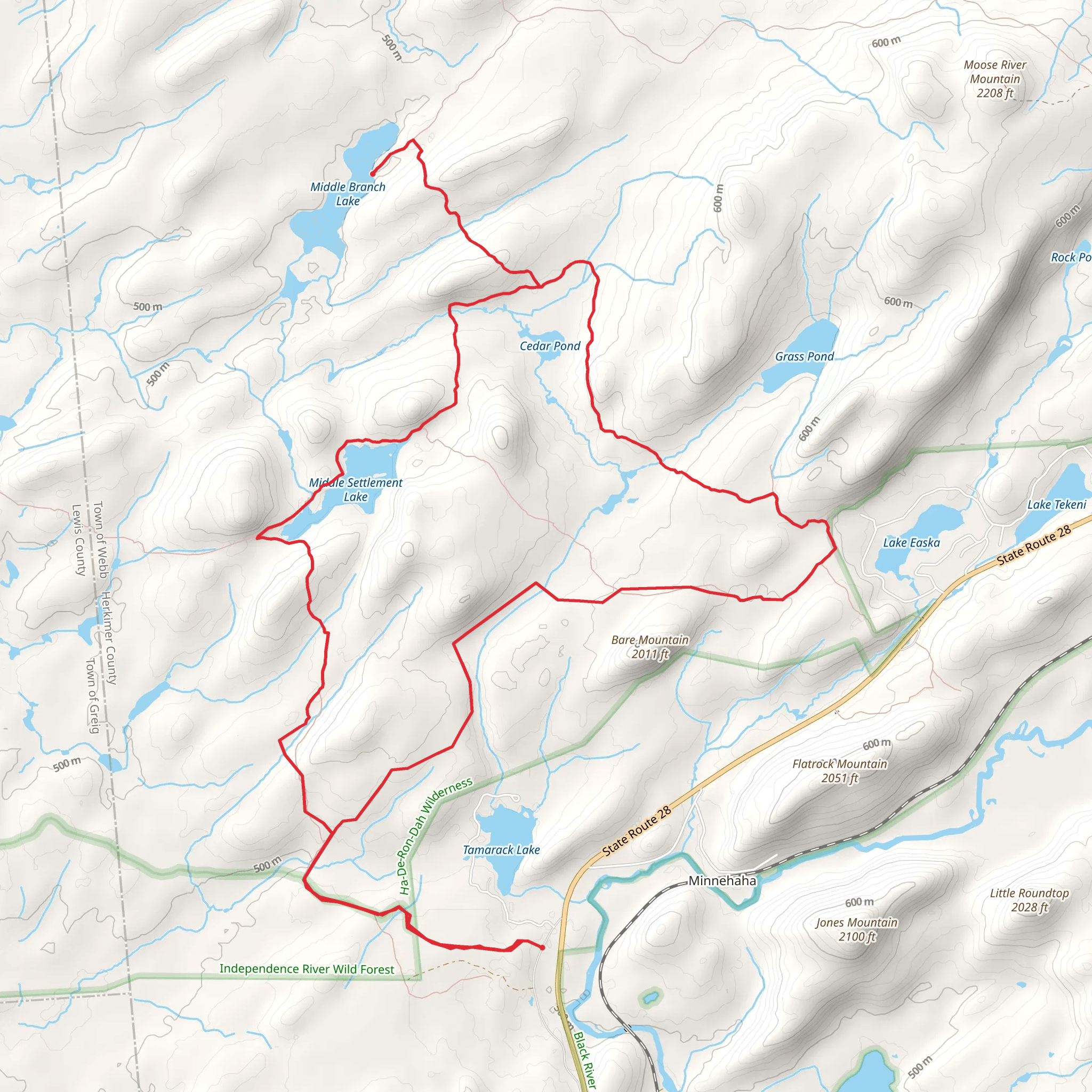 Middle Settlement Lake Trail mobile static map