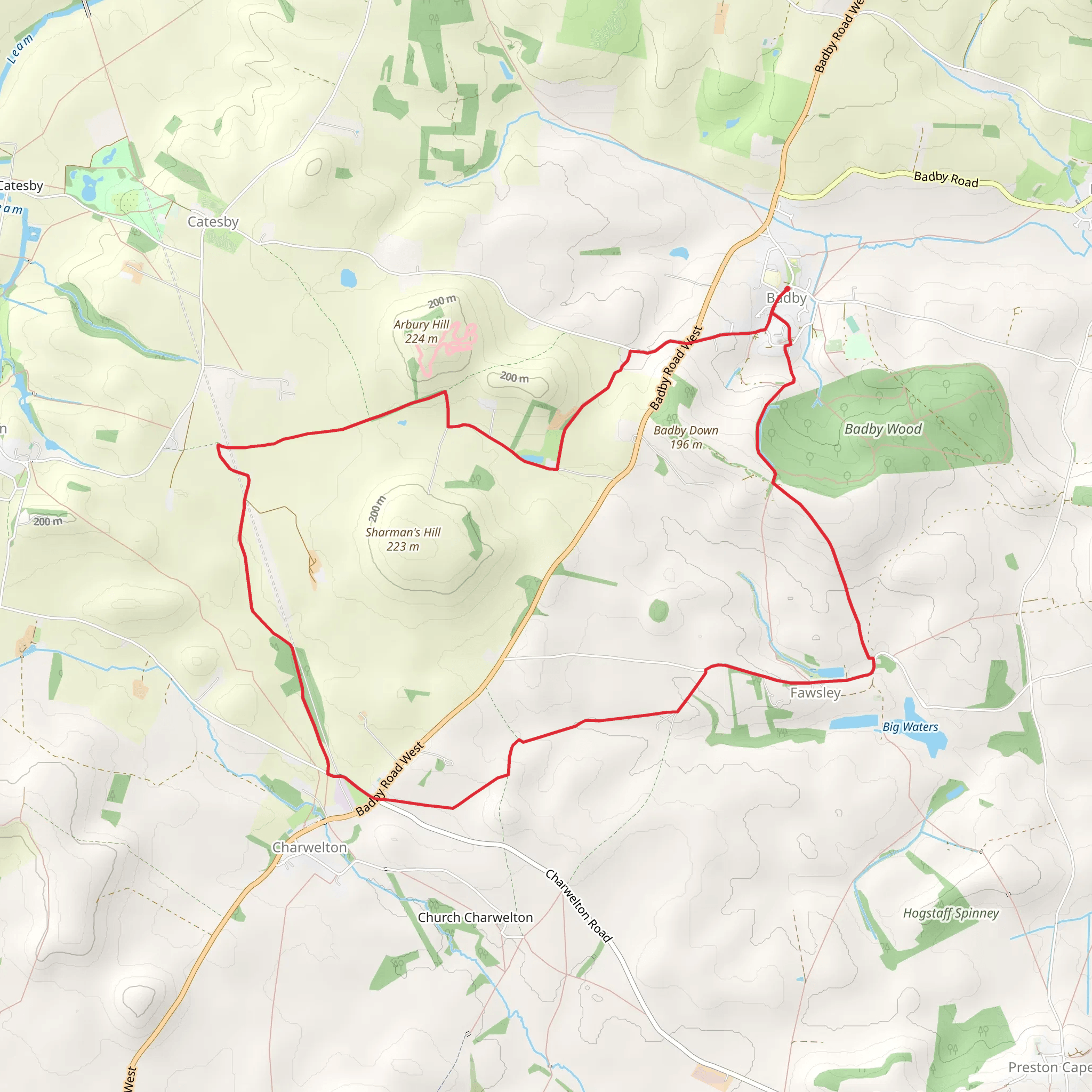 Bauby to Charwelton Loop mobile static map