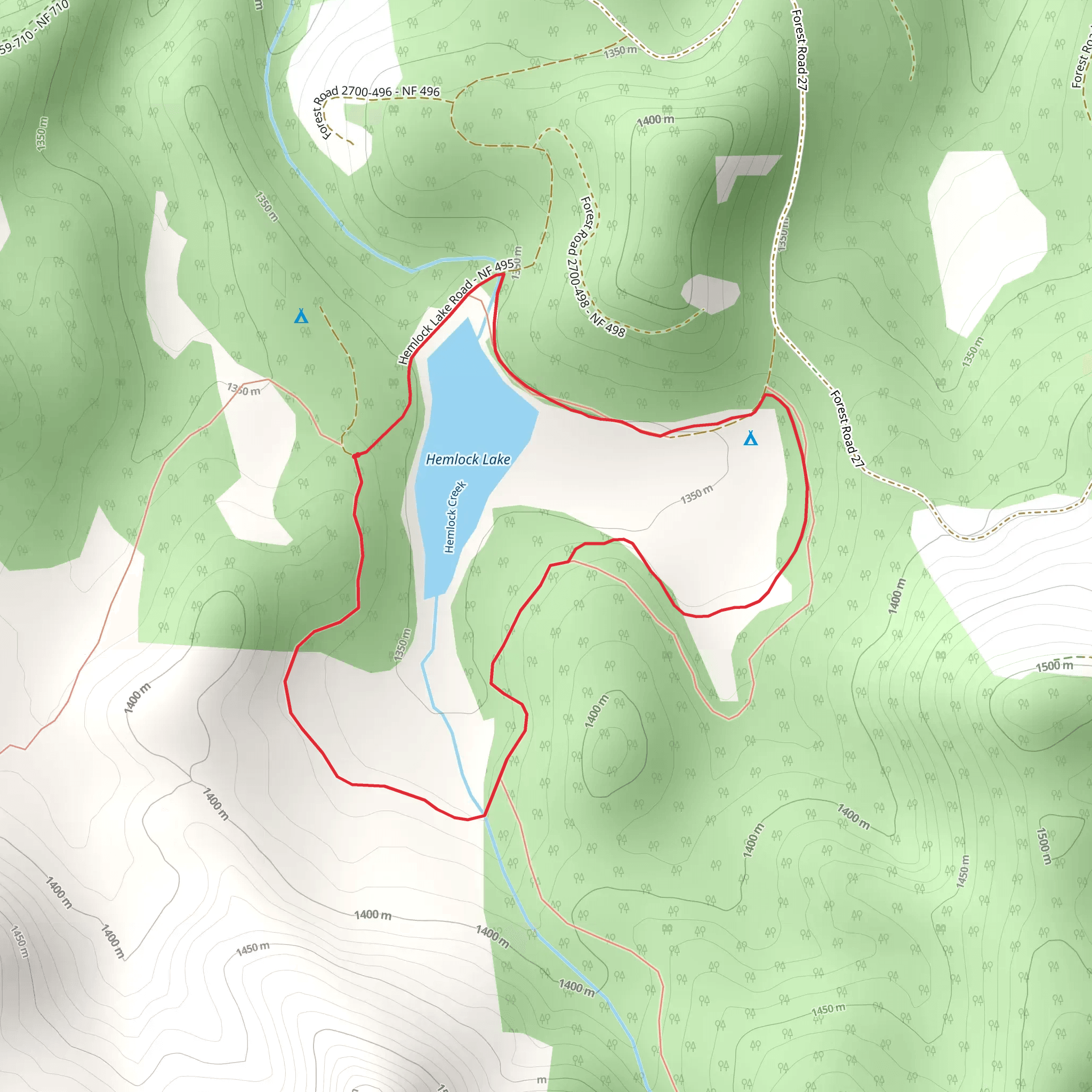 Hemlock Lake Loop Trail mobile static map