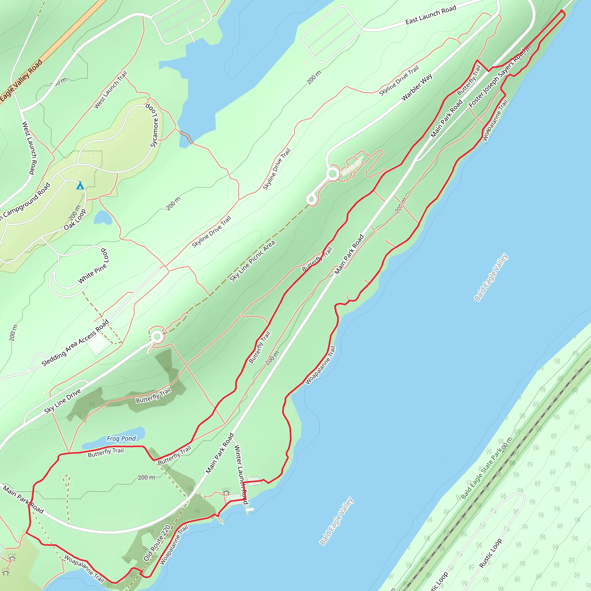 Foster Joseph Sayers Lake Loop Trail mobile static map