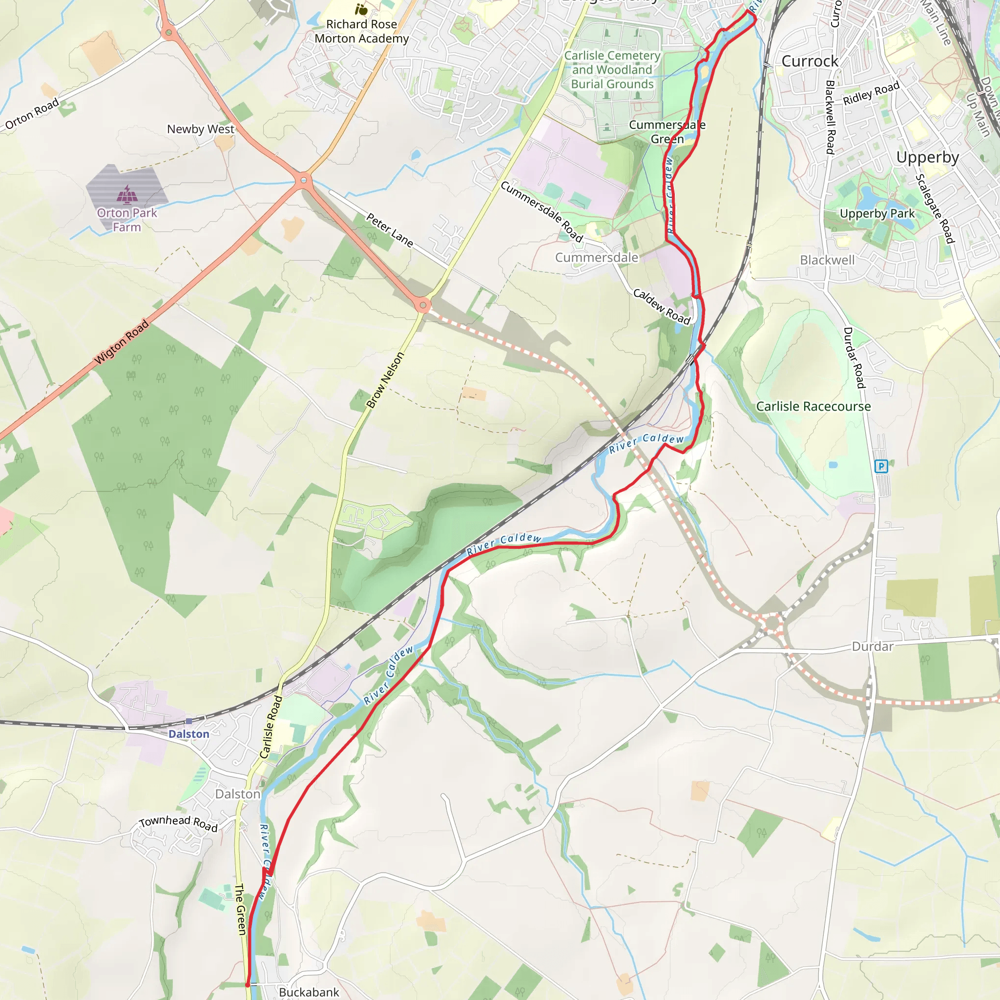 River Caldew via Cumbria Way mobile static map