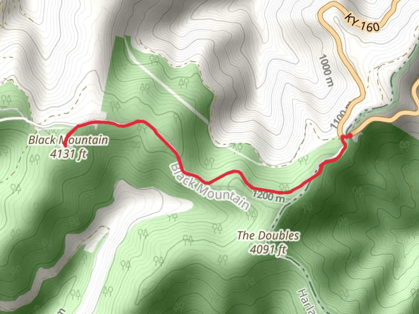 An image depicting the trail Grassy Gap and Black Mountain and its surrounding area.