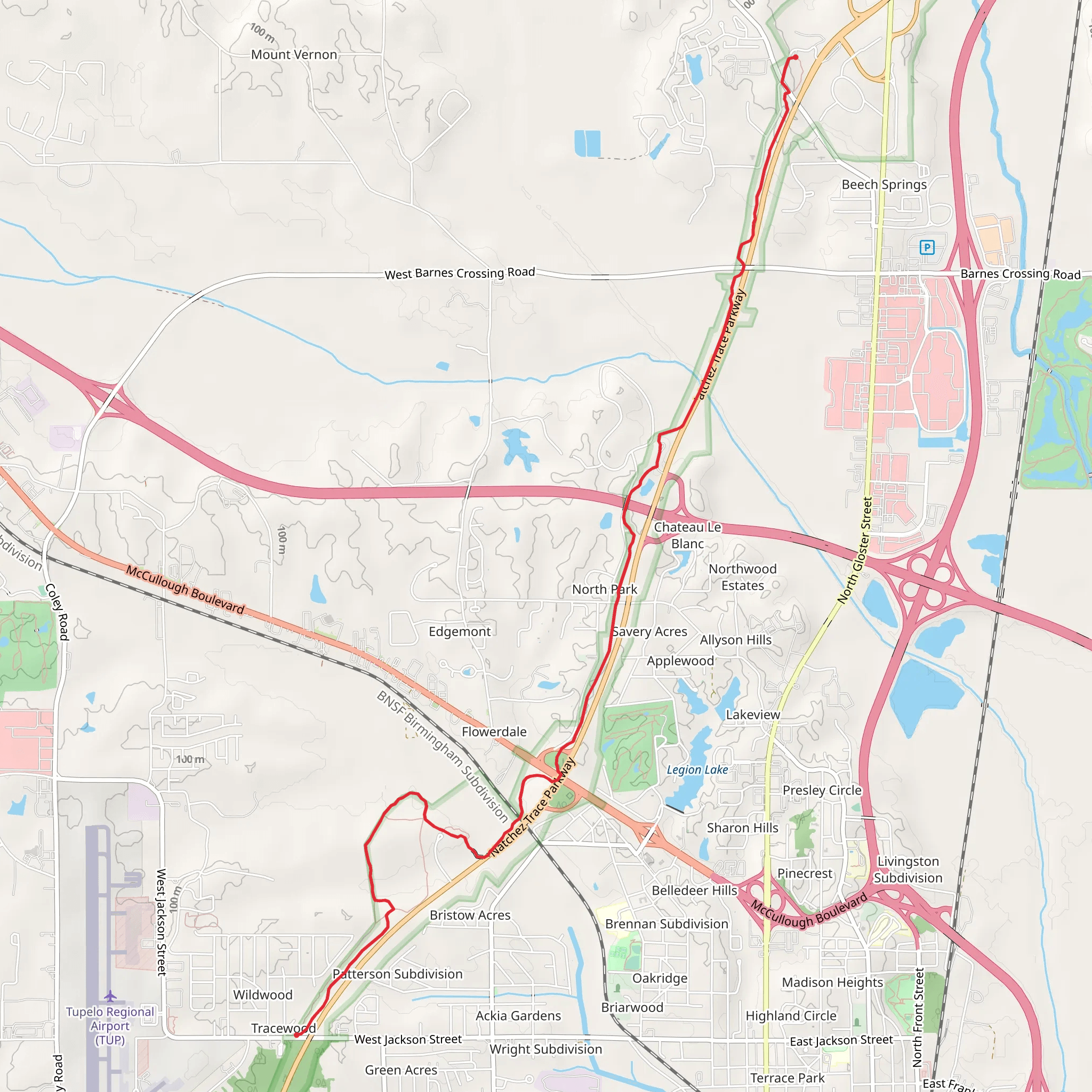 Beech Springs to Tracewood mobile static map