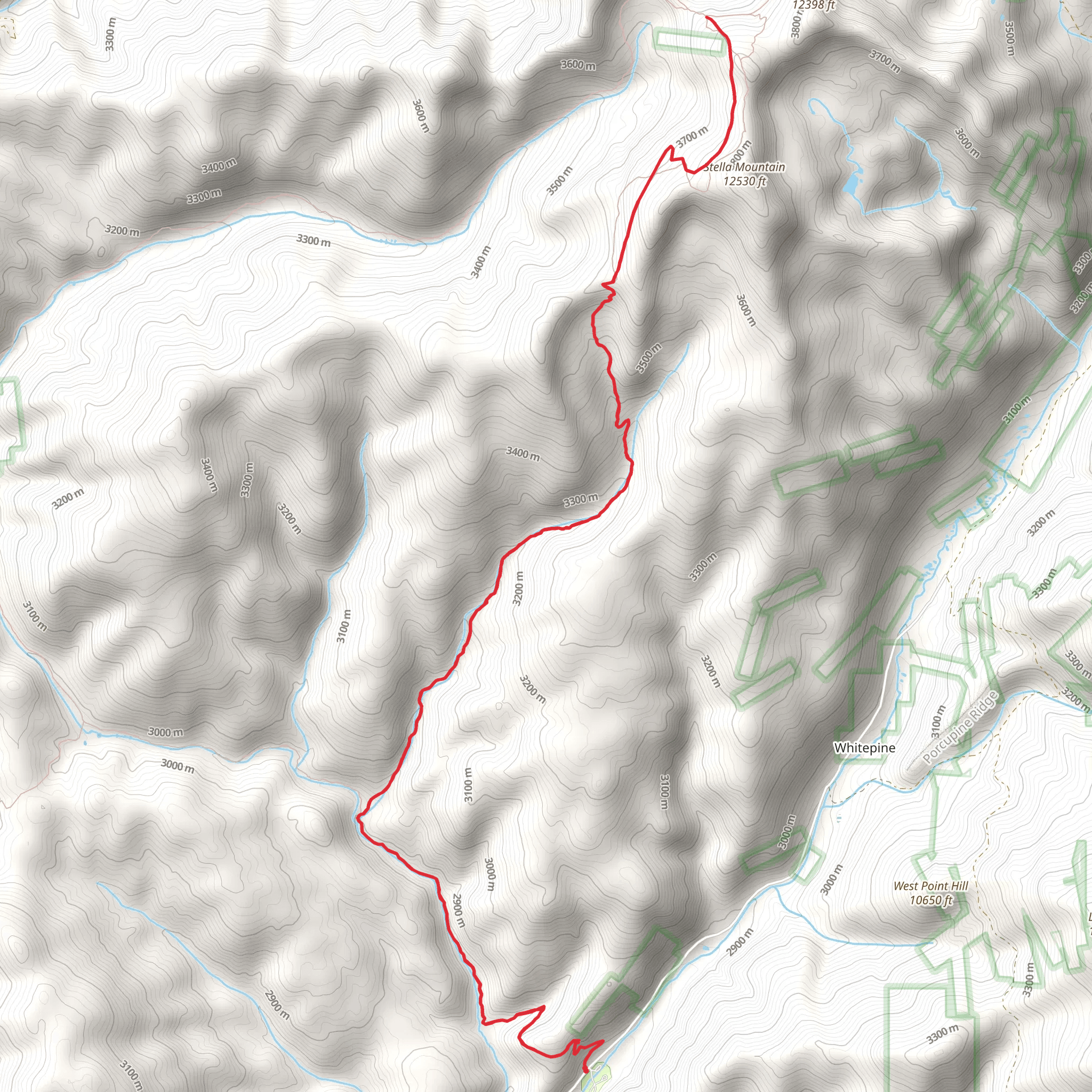Horseshoe Creek Trail via Canyon Creek Trail mobile static map