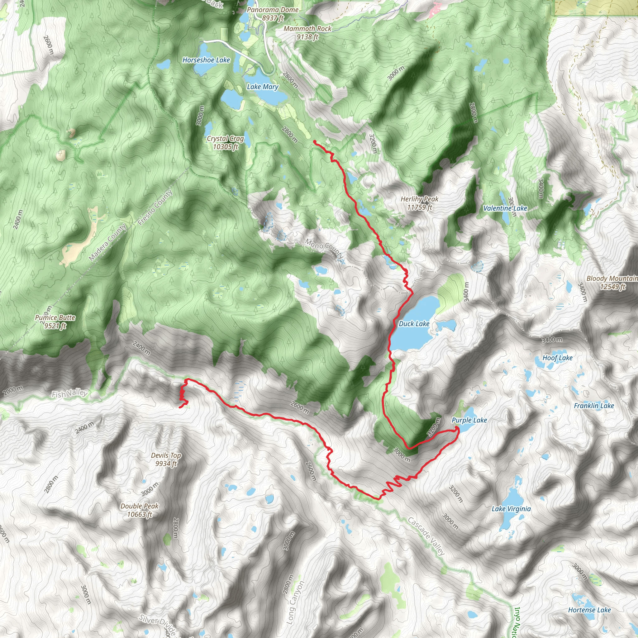 Fish Creek, Duck Lake via Duck Pass Trail mobile static map