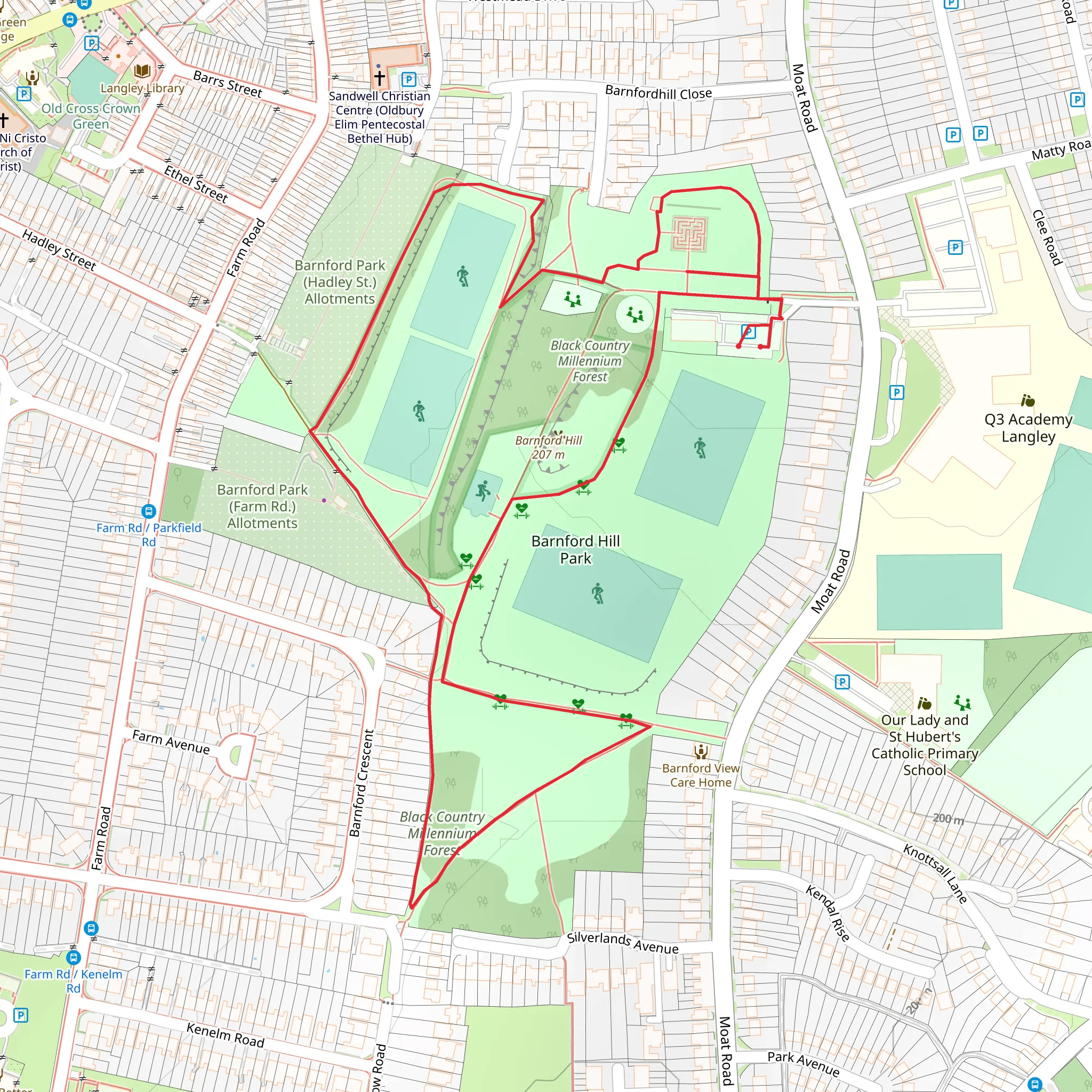 Barnford Hill Park Loop mobile static map