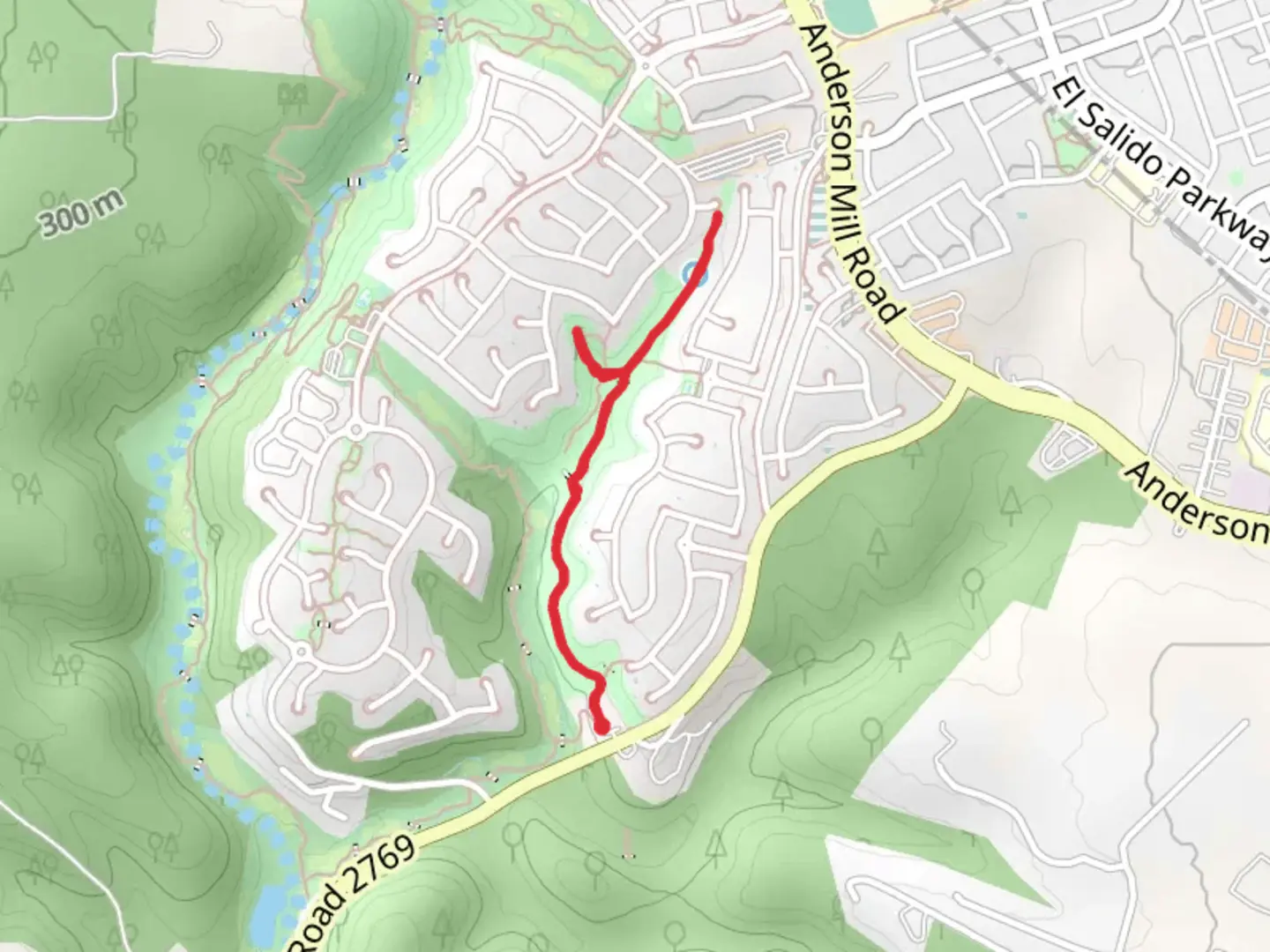 An image depicting the trail Twin Creeks Historic Park and its surrounding area.