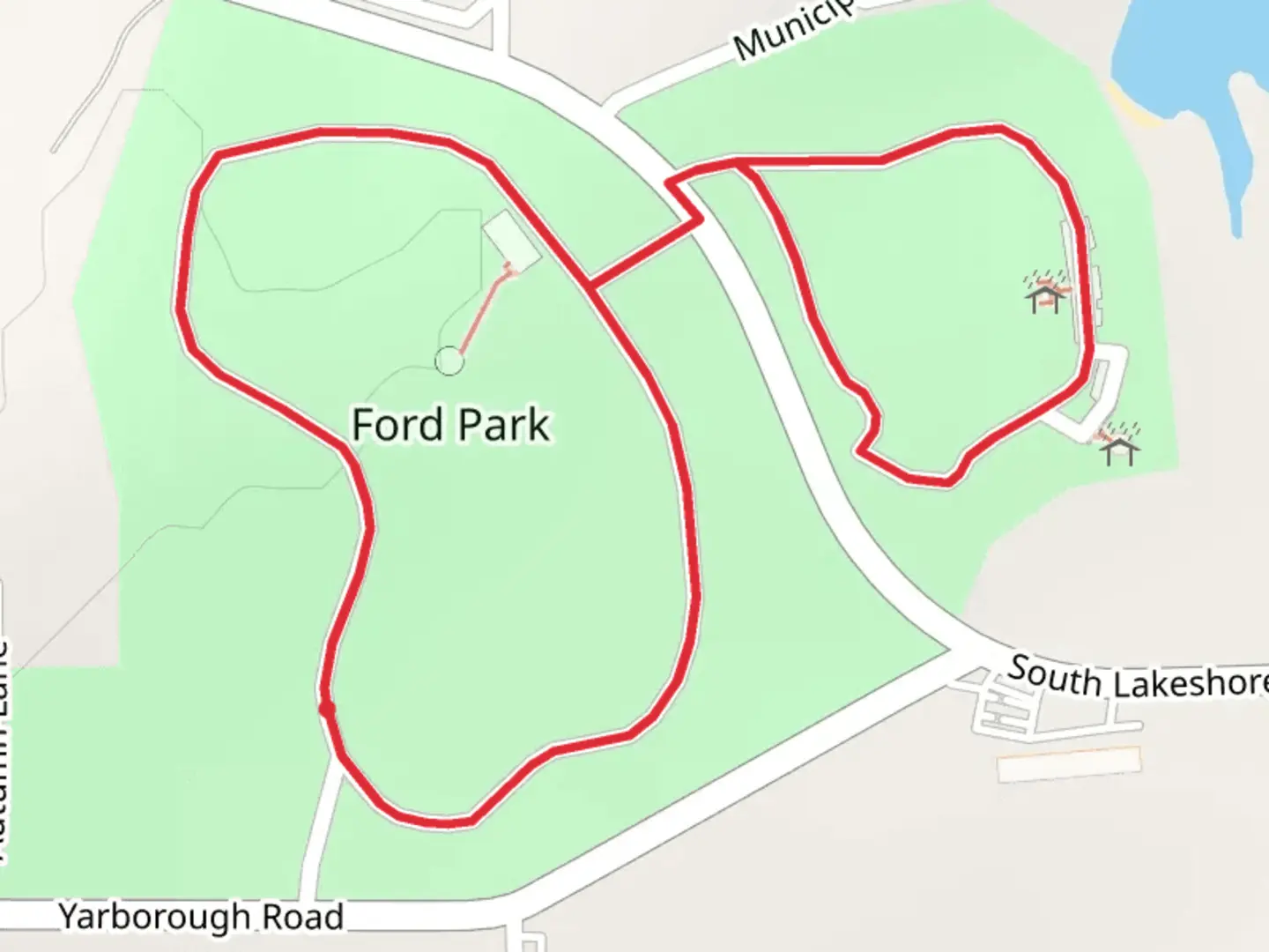 An image depicting the trail Ford Park Loop and its surrounding area.
