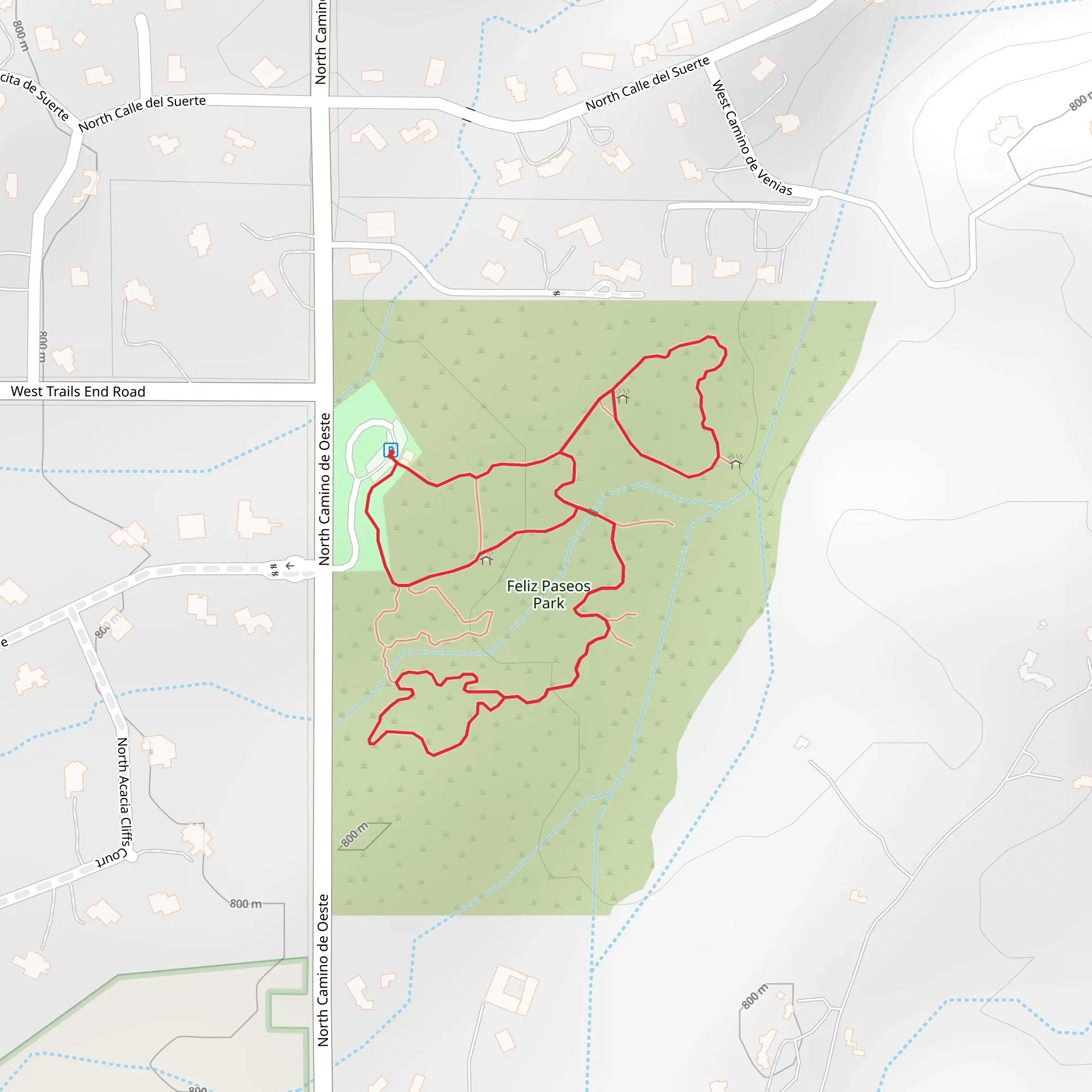 Feliz Paseos Park Loop mobile static map