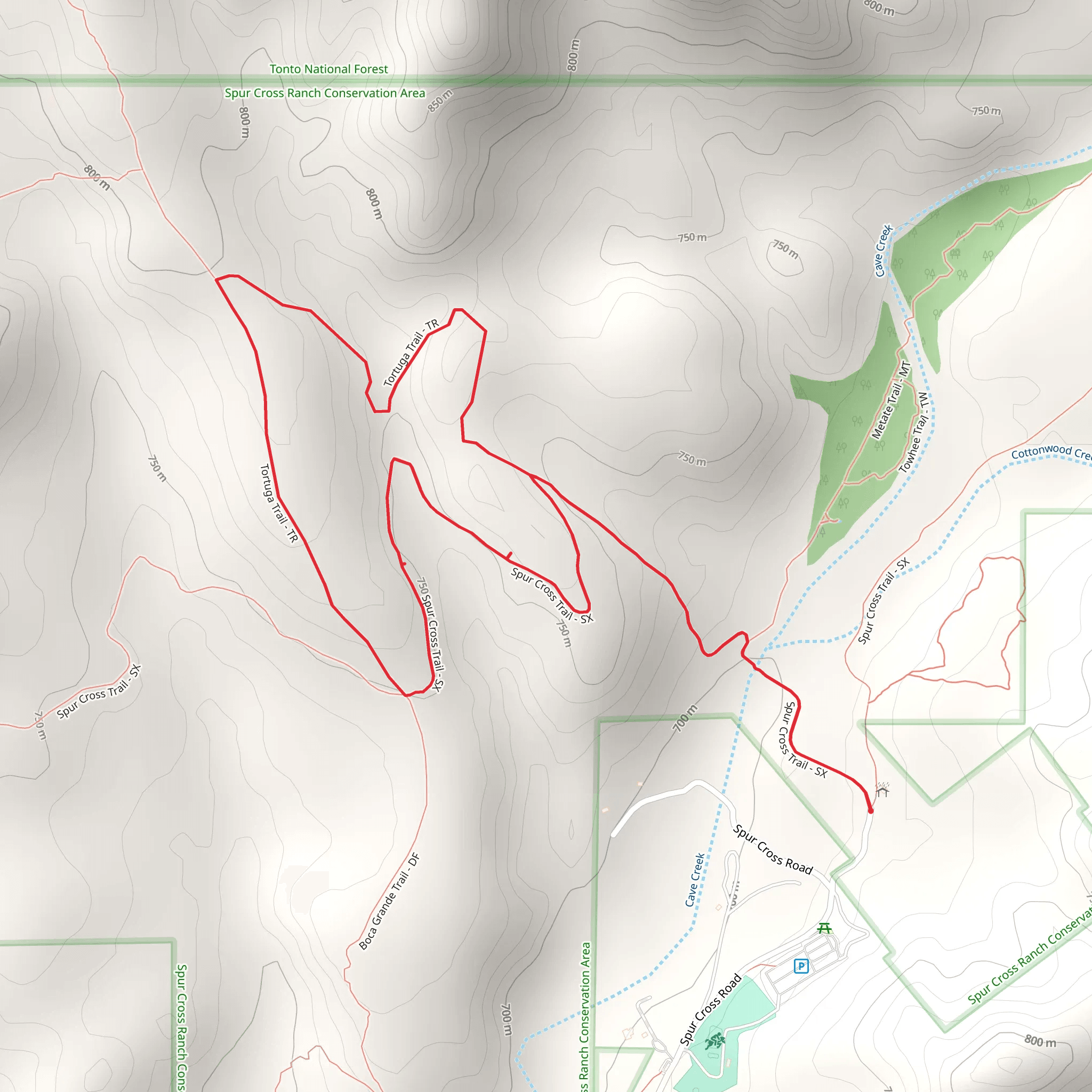 Spur Cross and Tortuga Loop Trail mobile static map
