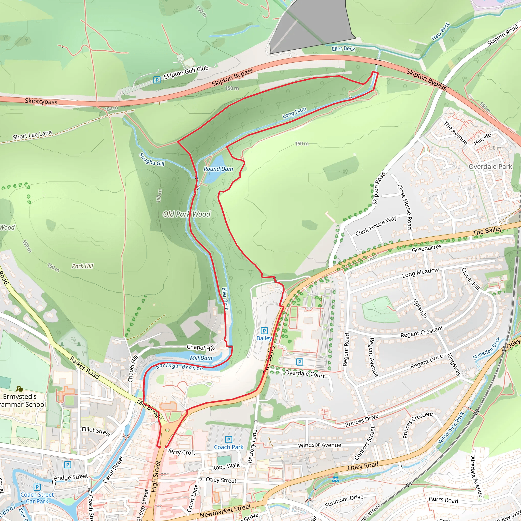 Skipton Wood and Long Dam Loop mobile static map