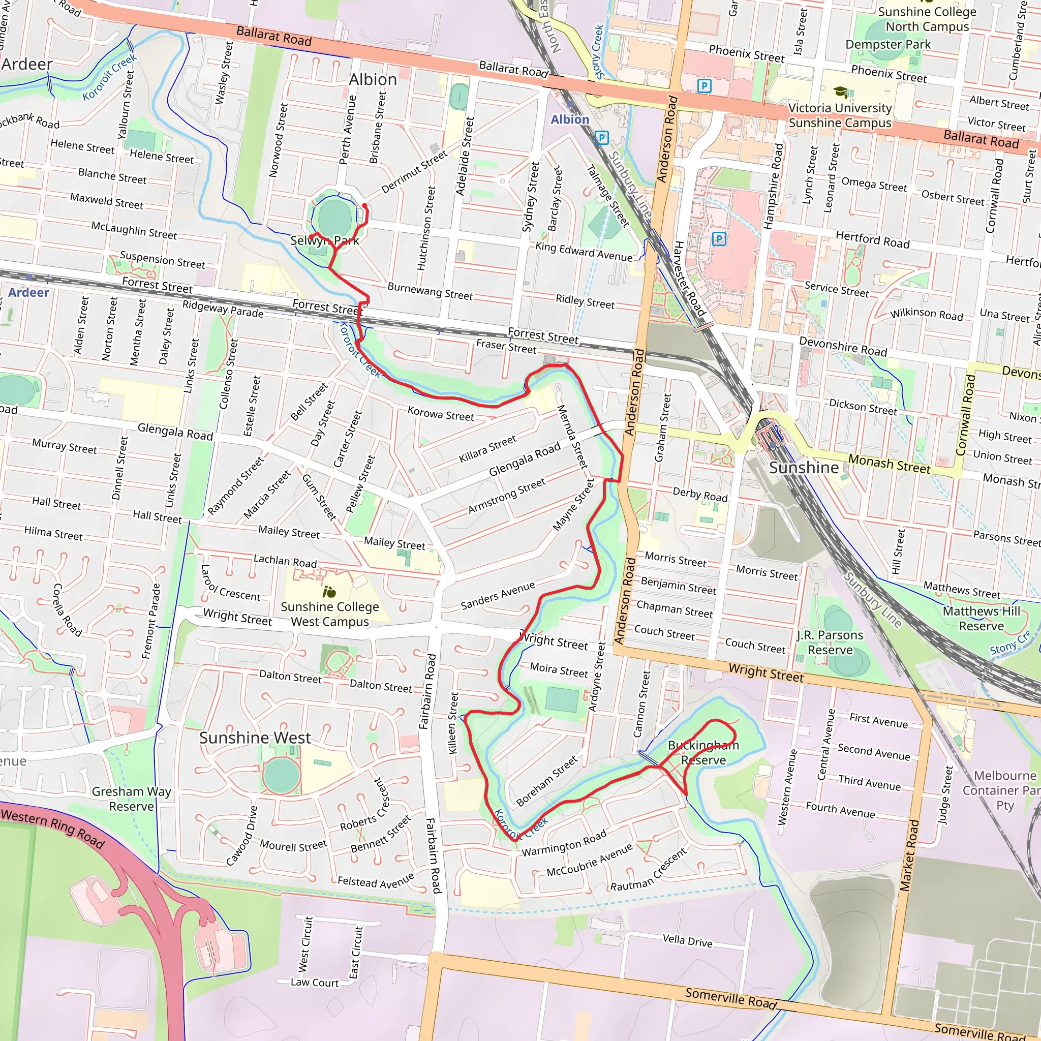 Kororoit Creek Trail - Albion to Sunshine West mobile static map