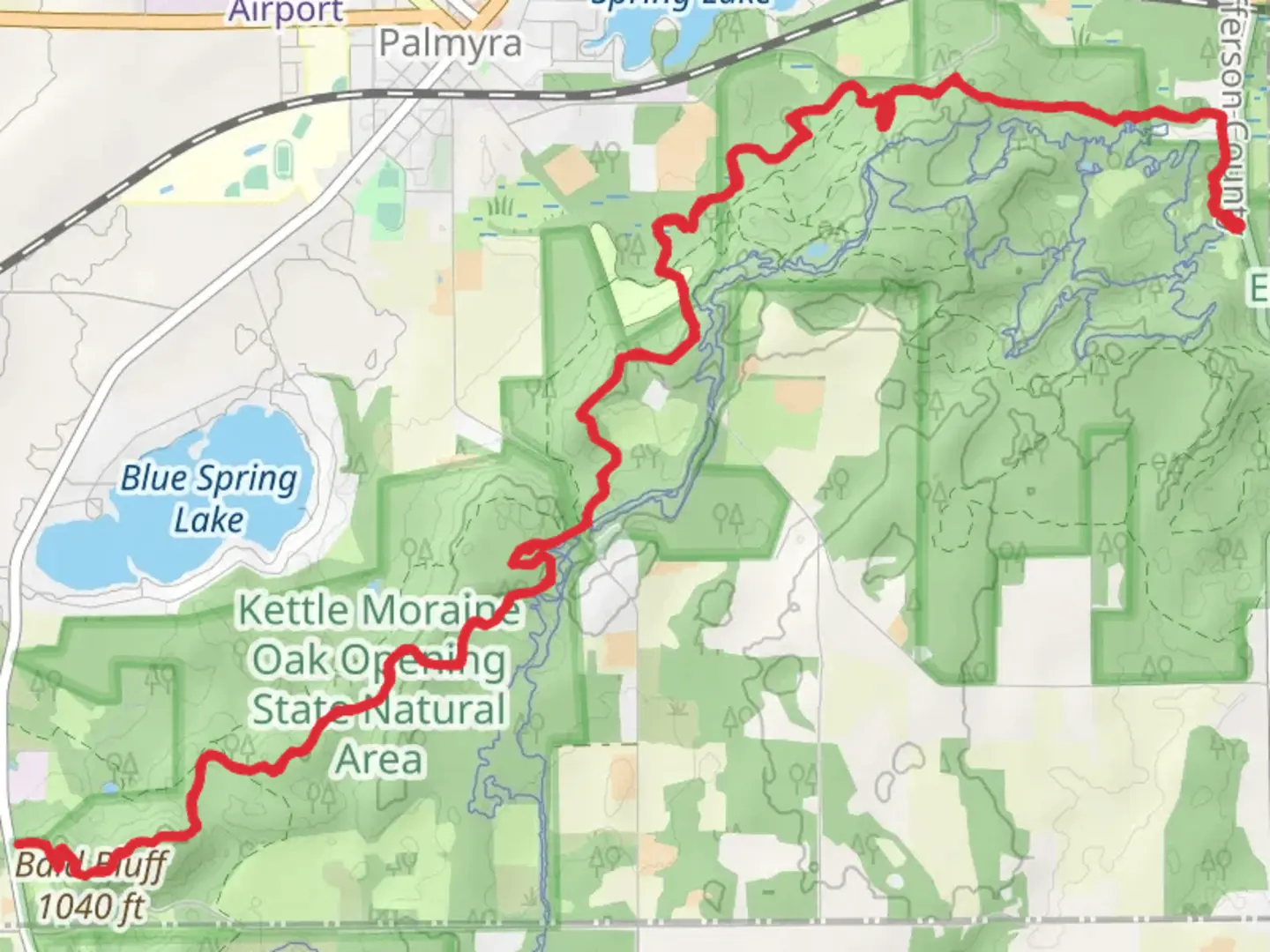 An image depicting the trail Ice Age Trail from County Highway Z and its surrounding area.