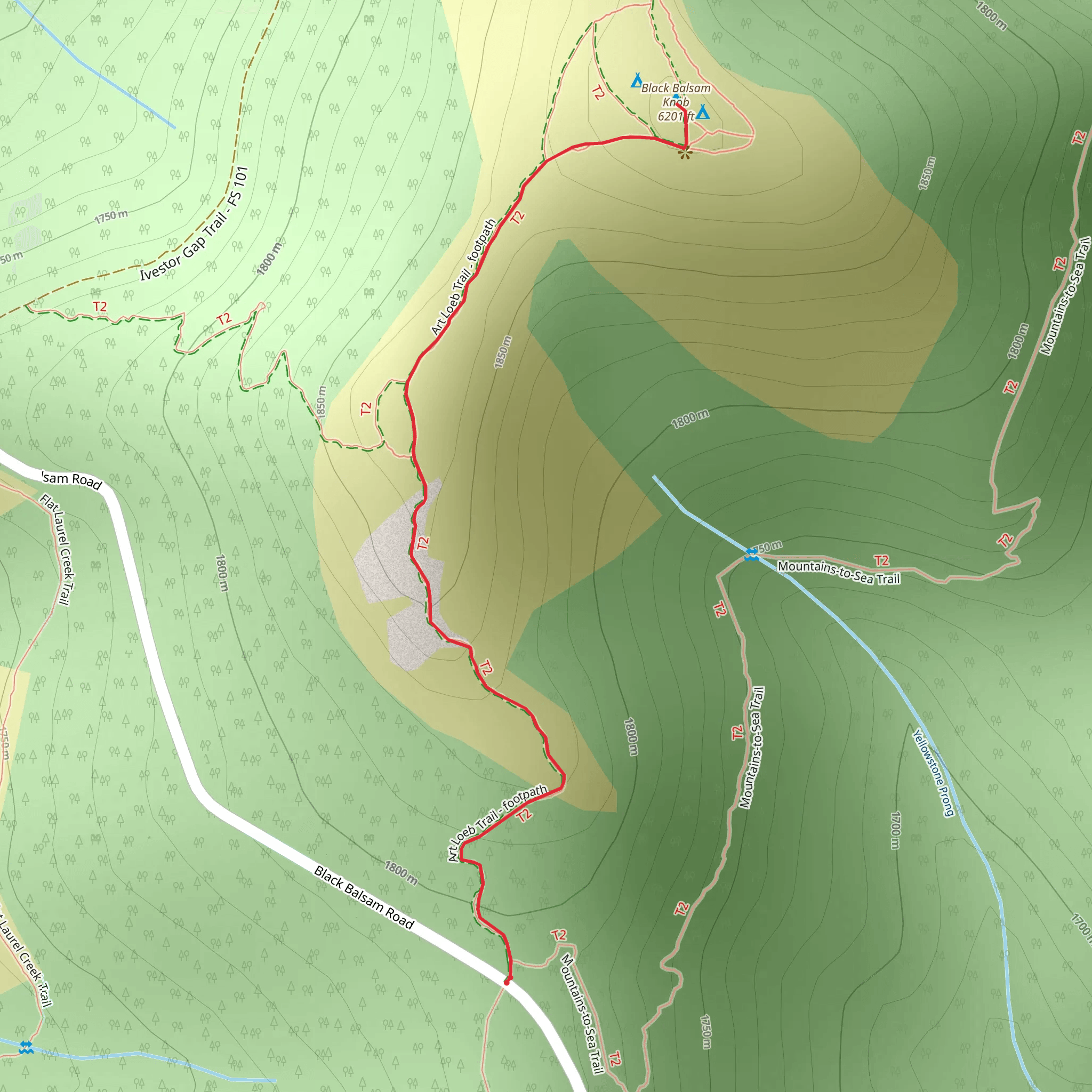 Black Balsam Knob Trail mobile static map