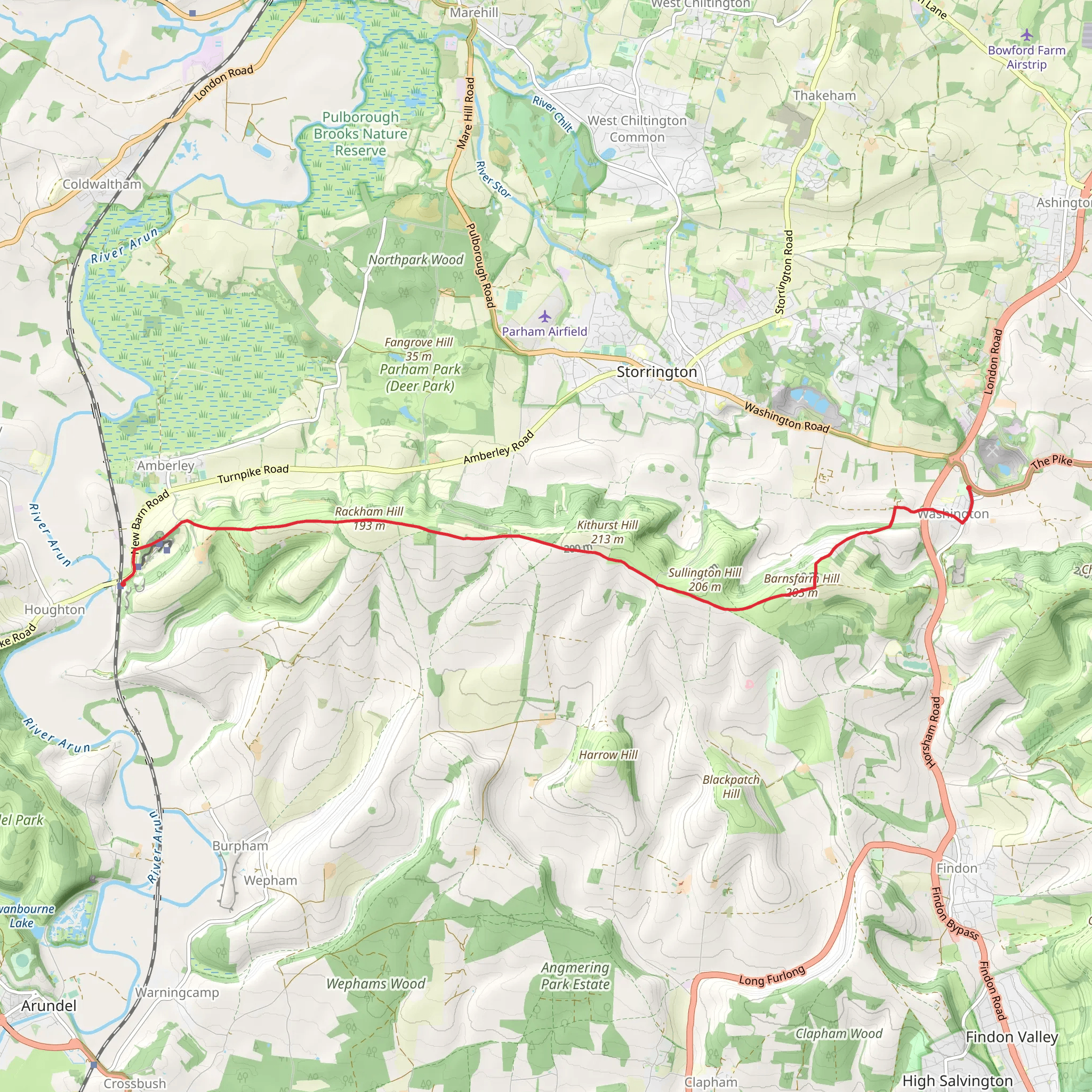 Amberley to Washington mobile static map