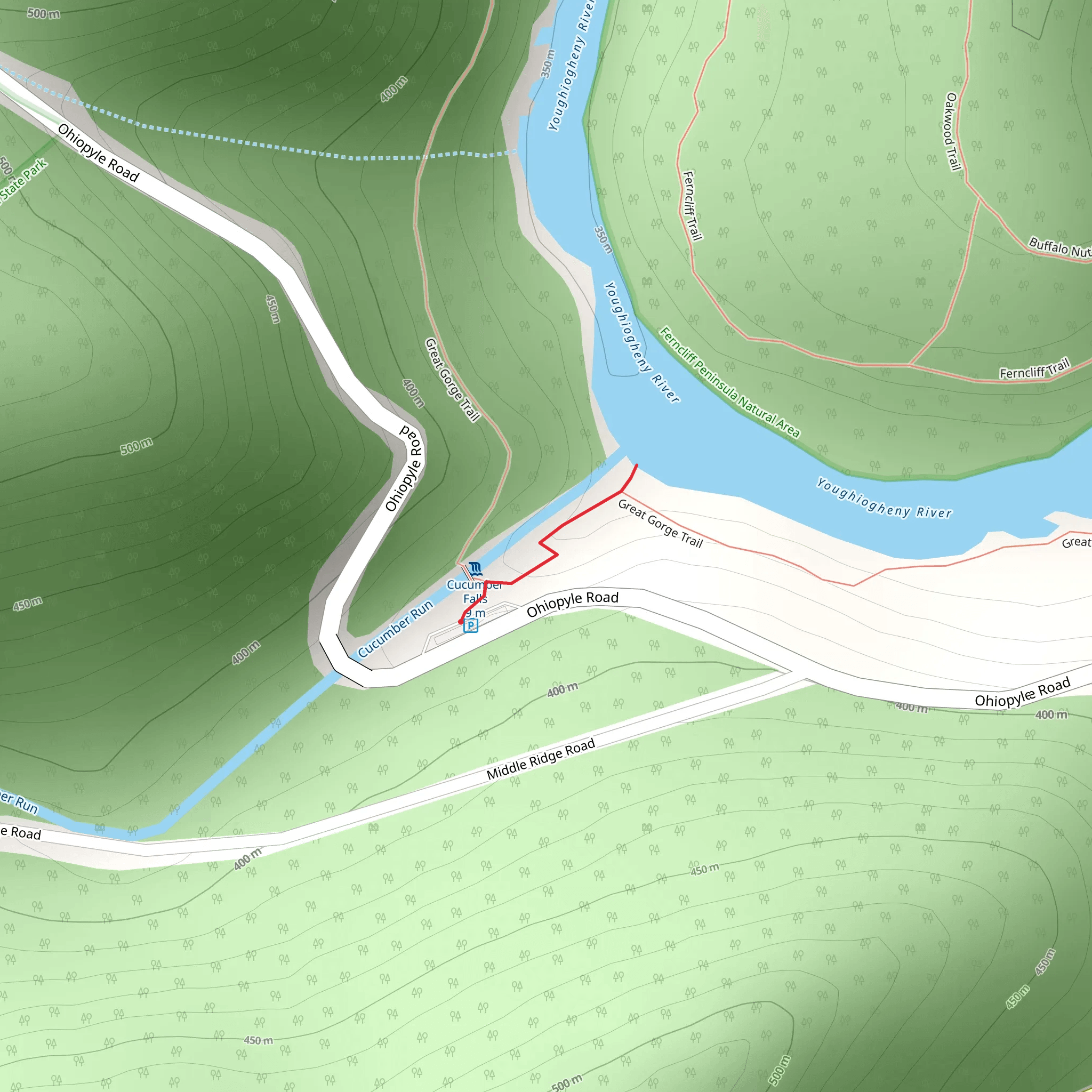 Cucumber Run and Youghiogheny River mobile static map