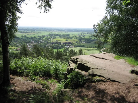 An image depicting the trail Higher Burwardsley Loop via Bulkeley Hill and its surrounding area.