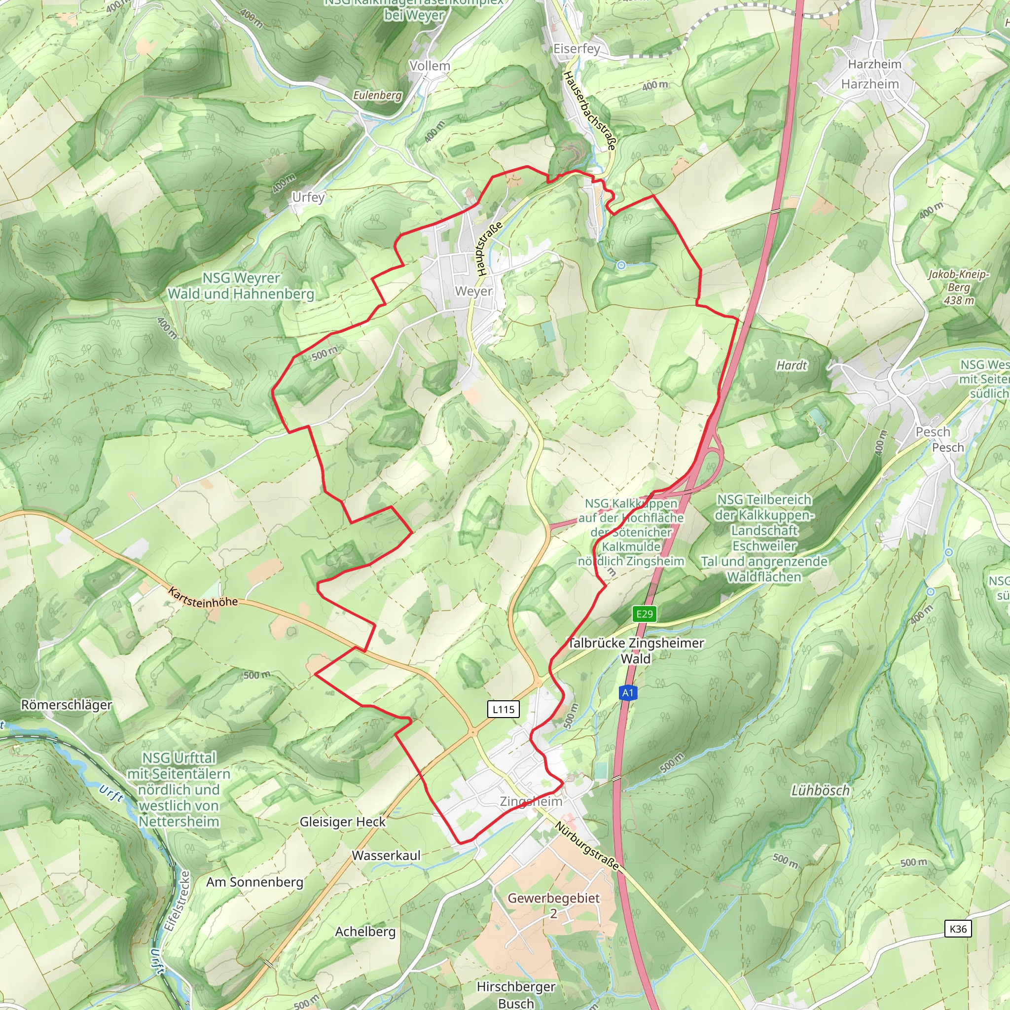 Weyer Rundweg and EifelSchleife Kakushoehle und Kartsteinhoehe mobile static map