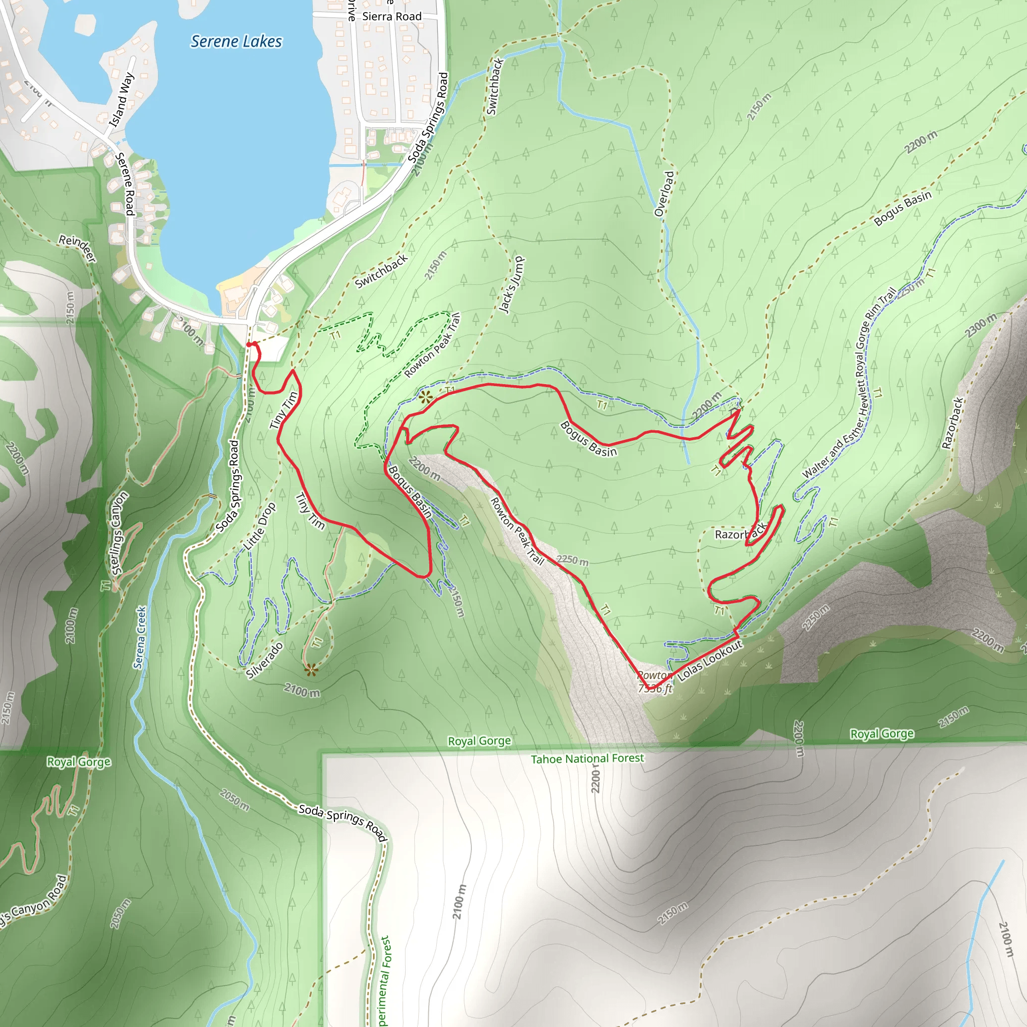 Tiny Tim, Rowton Peak Trail and Bogus Basin Loop mobile static map