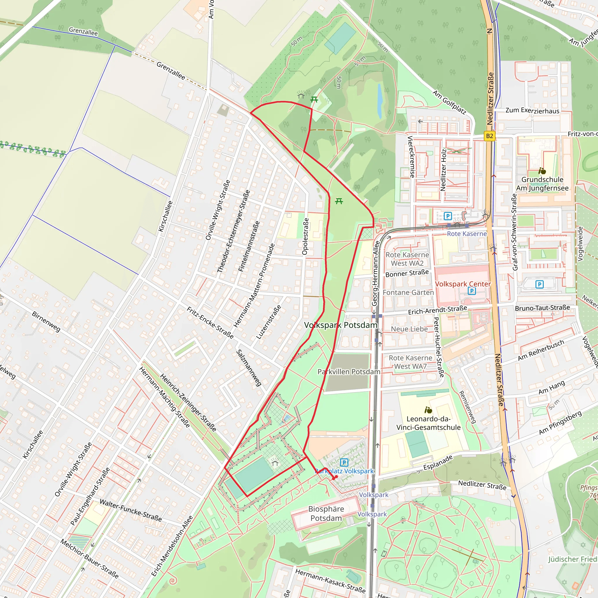 Volkspark Potsdam Loop mobile static map