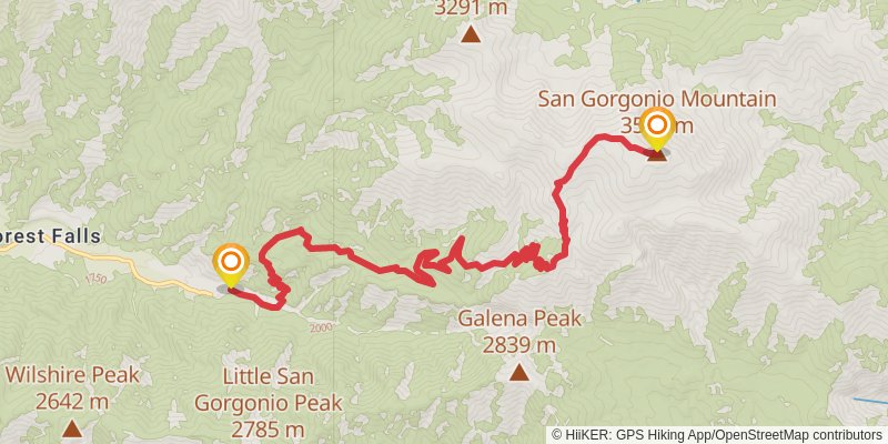 San Gorgonio Mountain via Vivian Creek Trail stage 2 Map