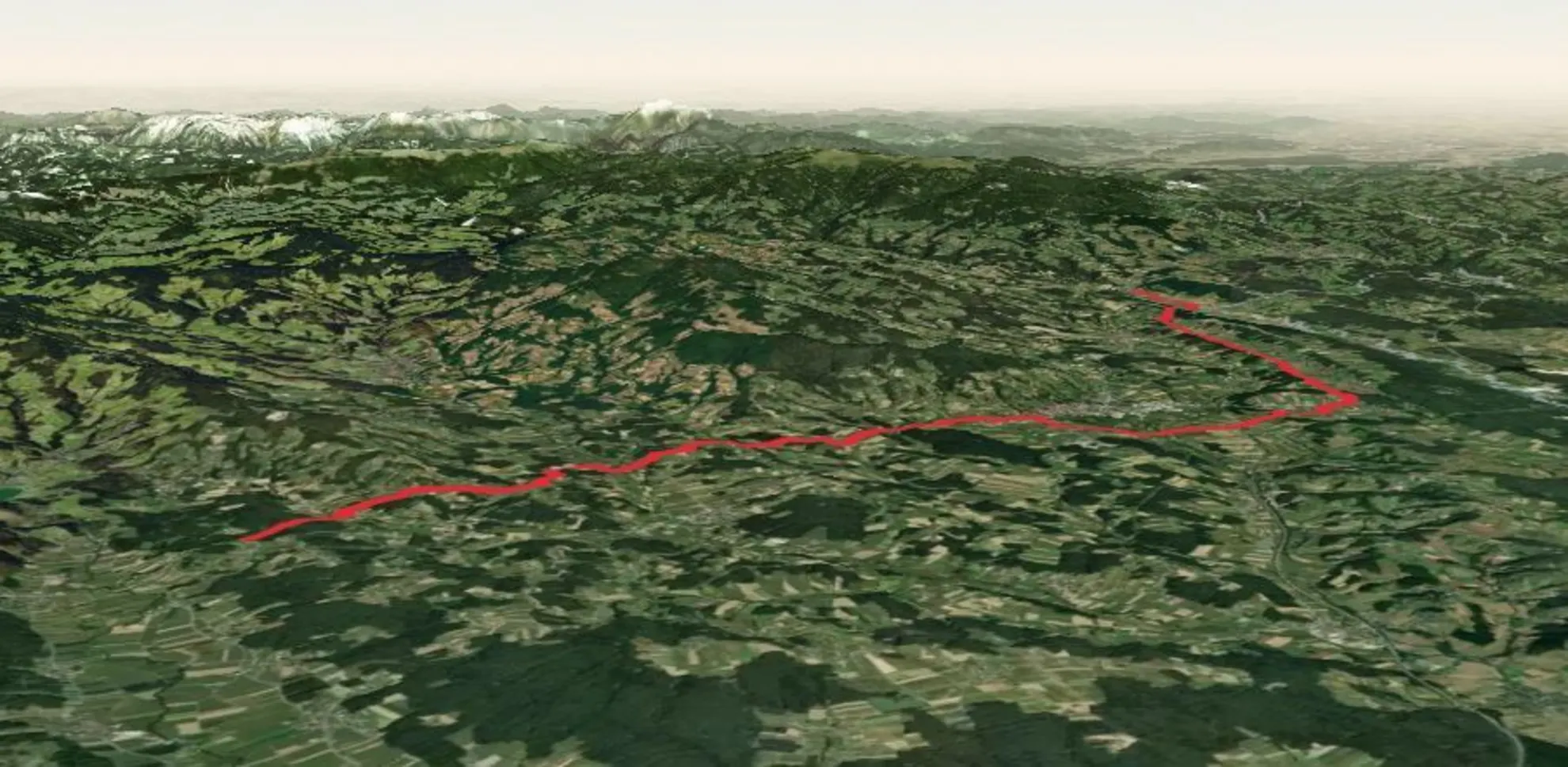 An image depicting the trail Heiligenbrunn - Lebing - Fieberbründl and its surrounding area.