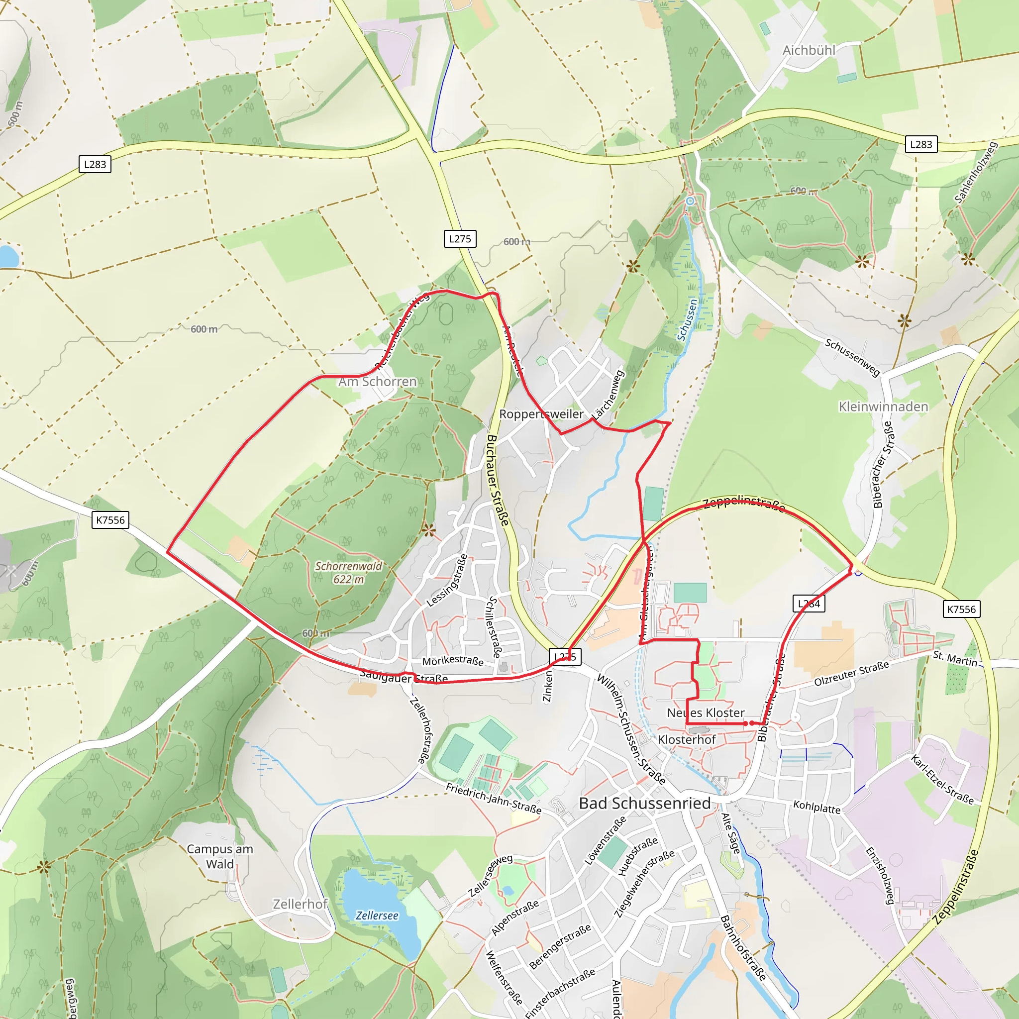 Bad Schussenried and Reichenbacher Weg mobile static map