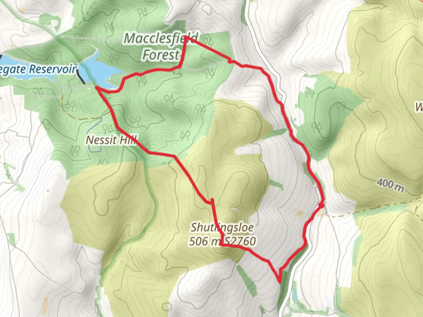 An image depicting the trail White Peak Area Shutlingsloe Hill Walk (Via Macclesfield Forest) From Wildboarclough and its surrounding area.