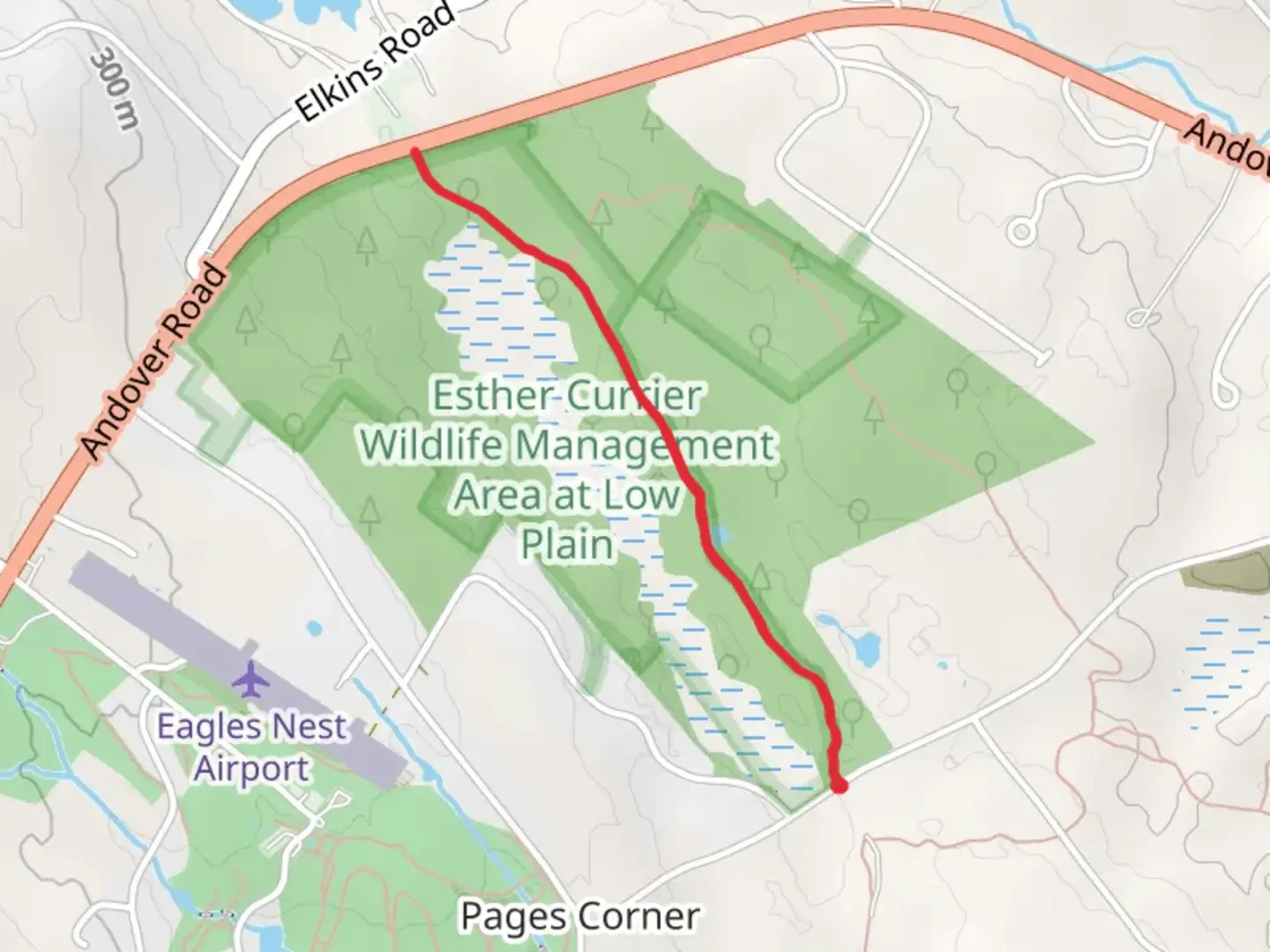 An image depicting the trail Davis Path - Low Plains Natural Area and its surrounding area.