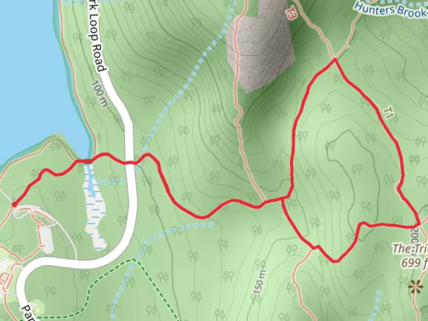 An image depicting the trail Bubble and Jordan Ponds Path and its surrounding area.