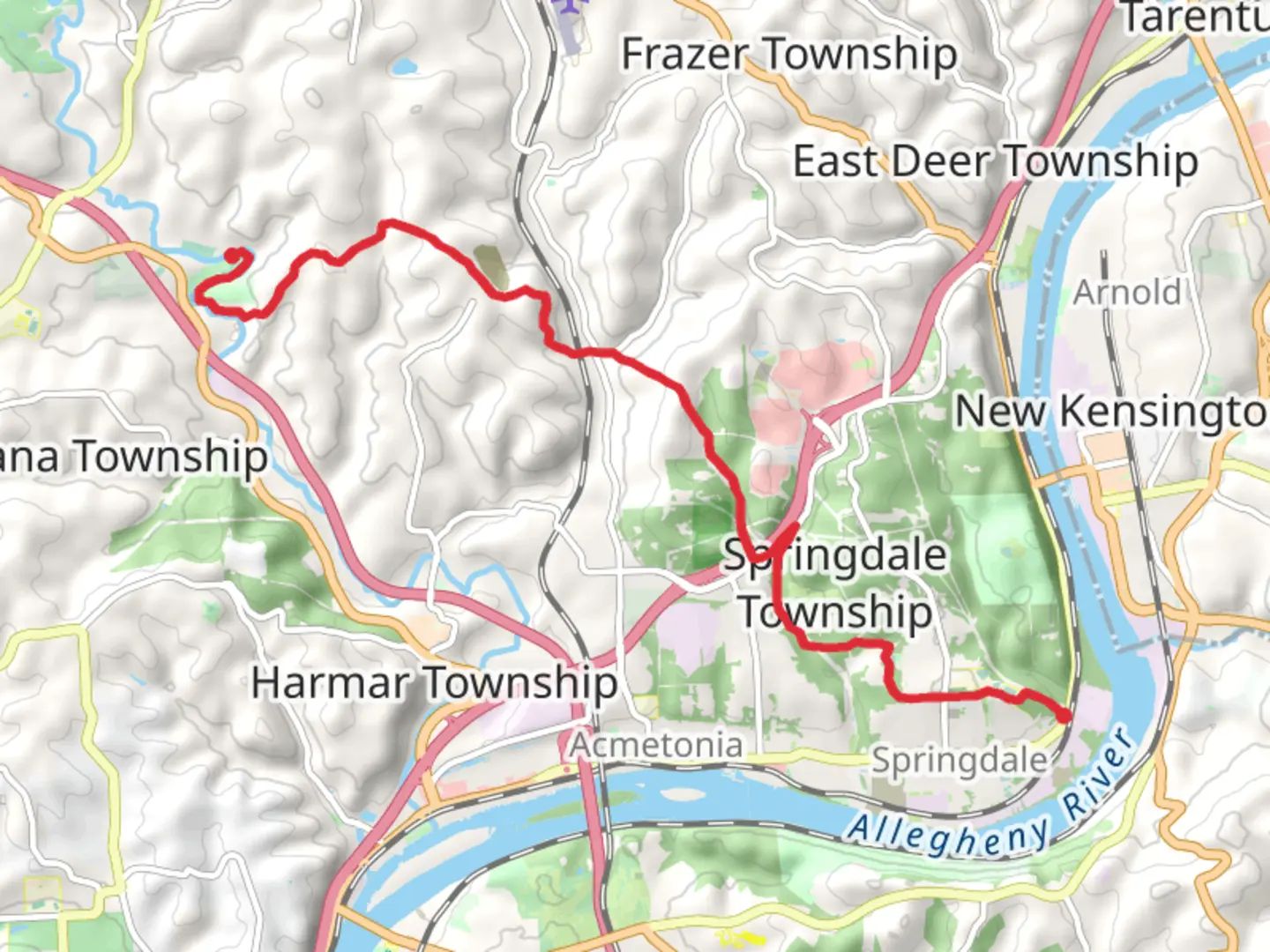 An image depicting the trail Emmerling Park to Springdale Trail and its surrounding area.