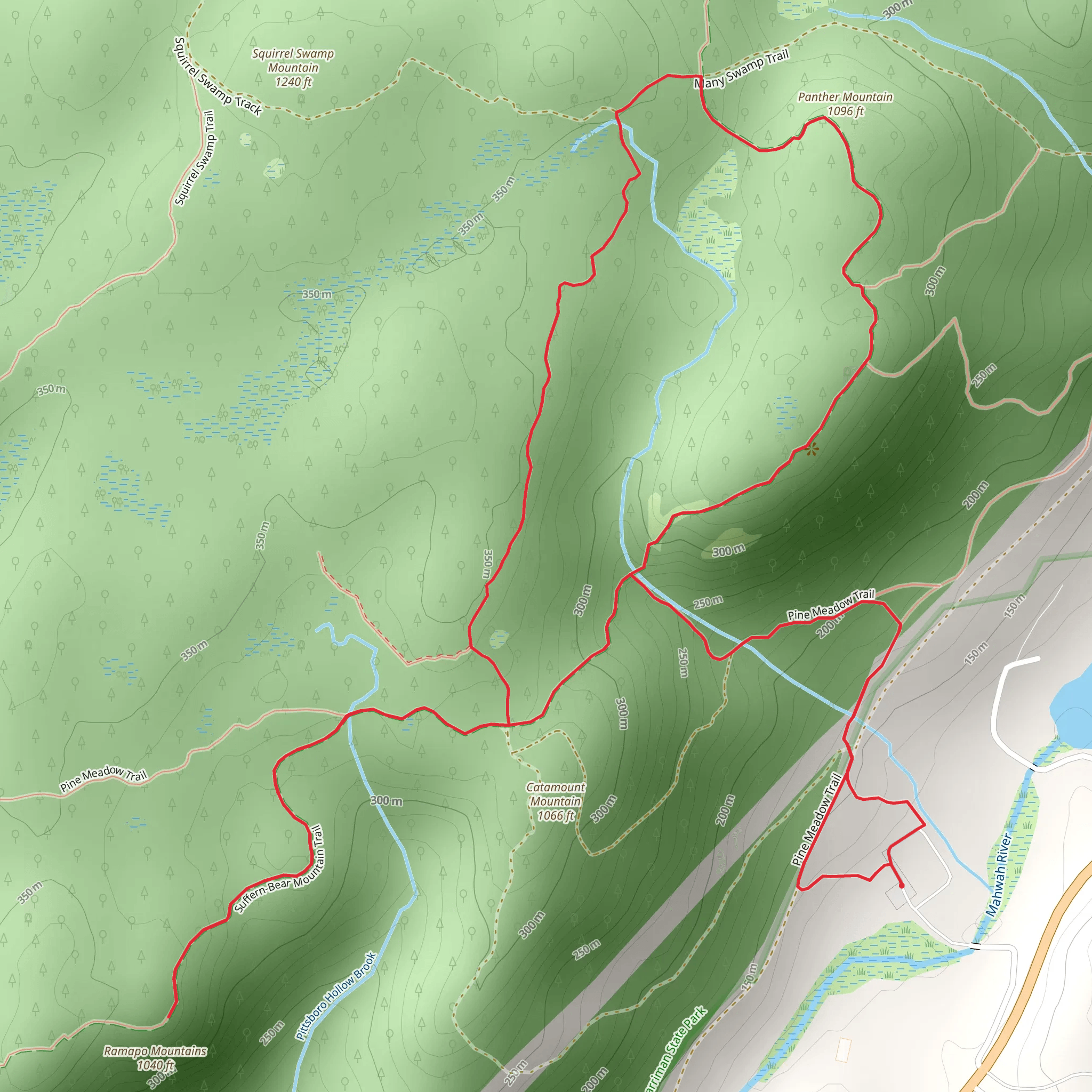 Ramapo Mountains and Panther Mountain Loop via Suffern Bear Mountain Trail mobile static map