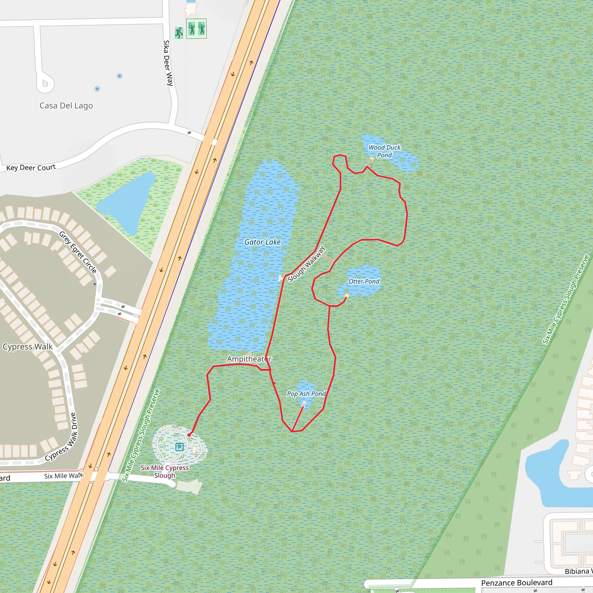 Six Mile Cypress Slough Ponds Loop mobile static map