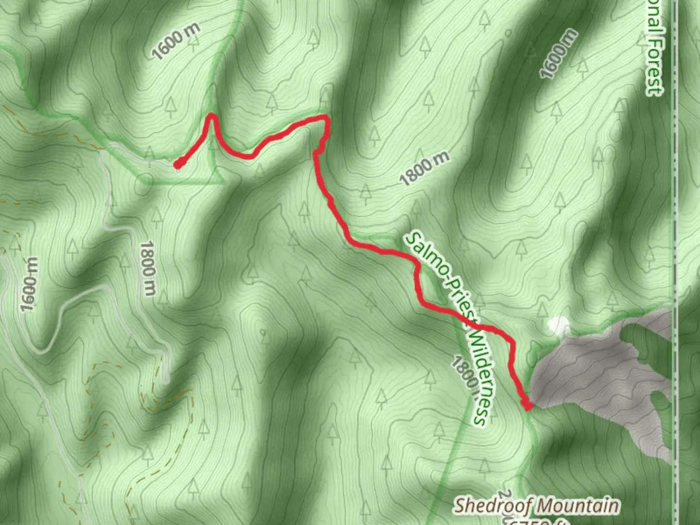 An image depicting the trail Salmo Divide Trail and its surrounding area.