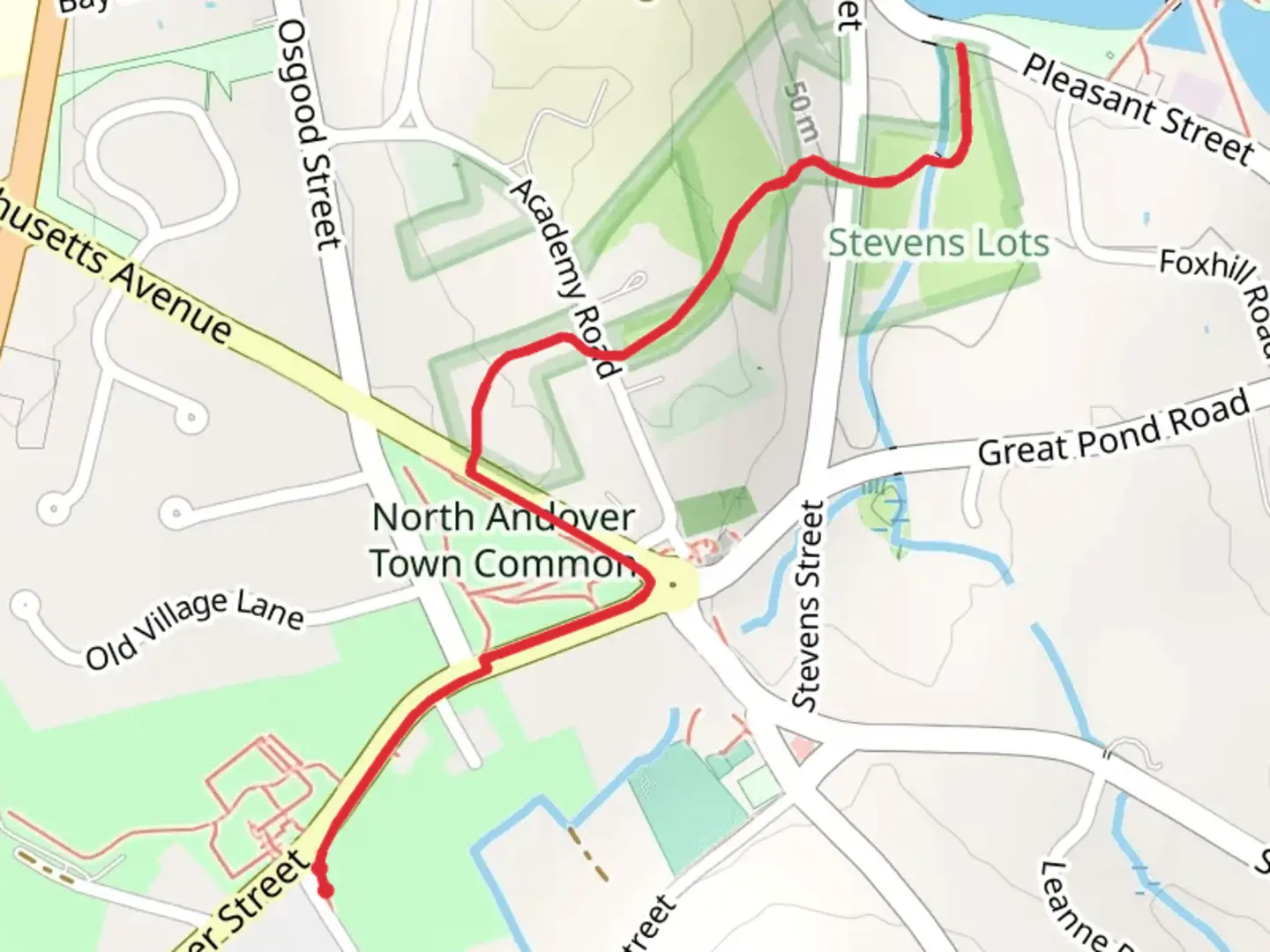 An image depicting the trail Stevens Pond and its surrounding area.