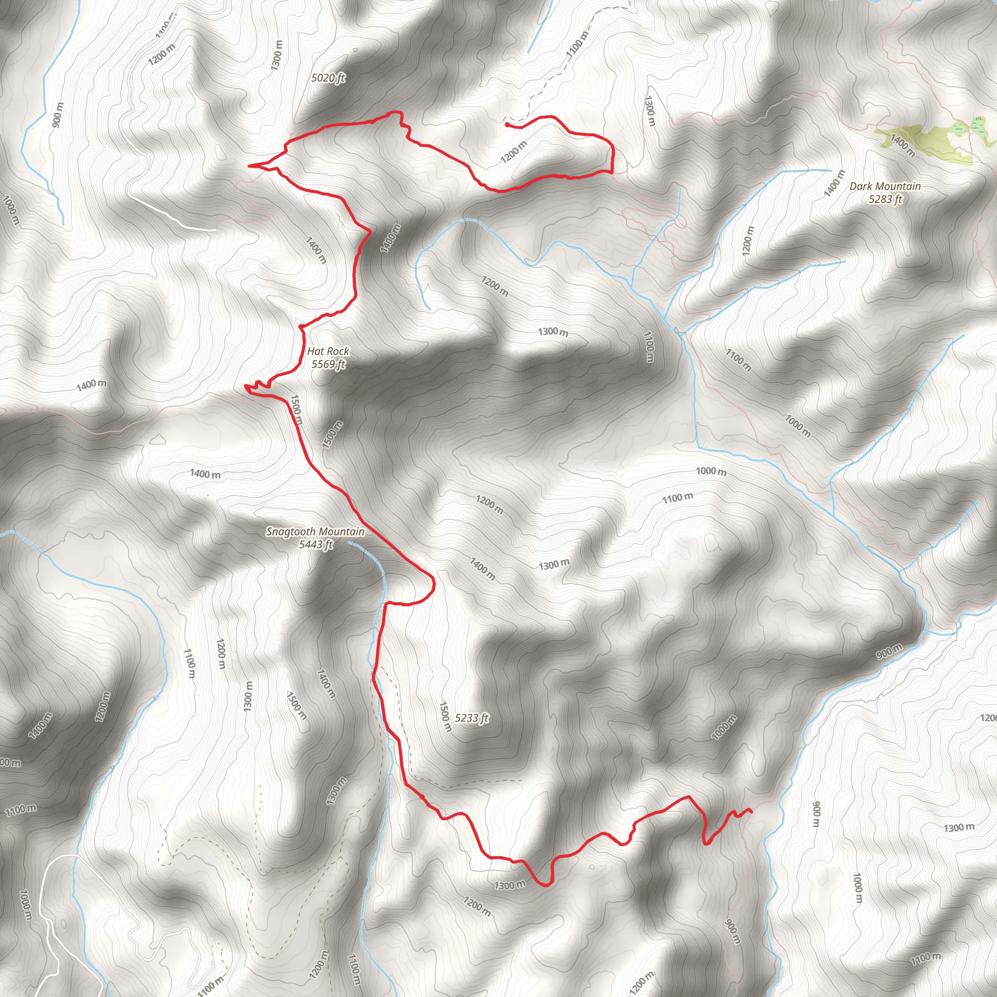 Snagtooth Trail via Boundary Trail mobile static map