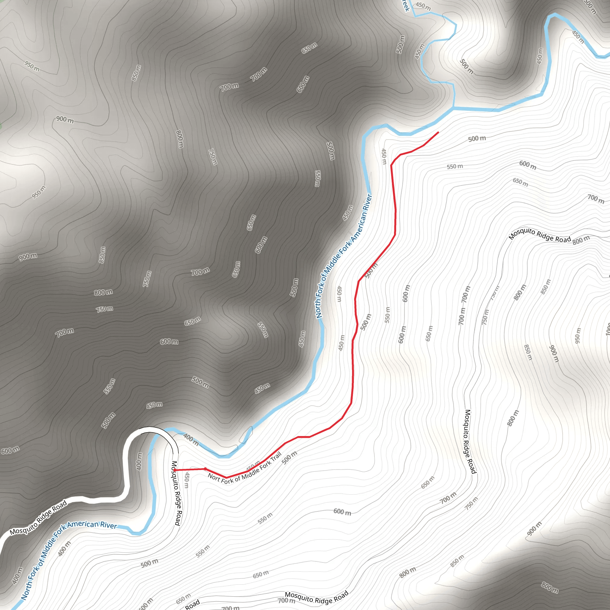 North Fork American River Trail mobile static map