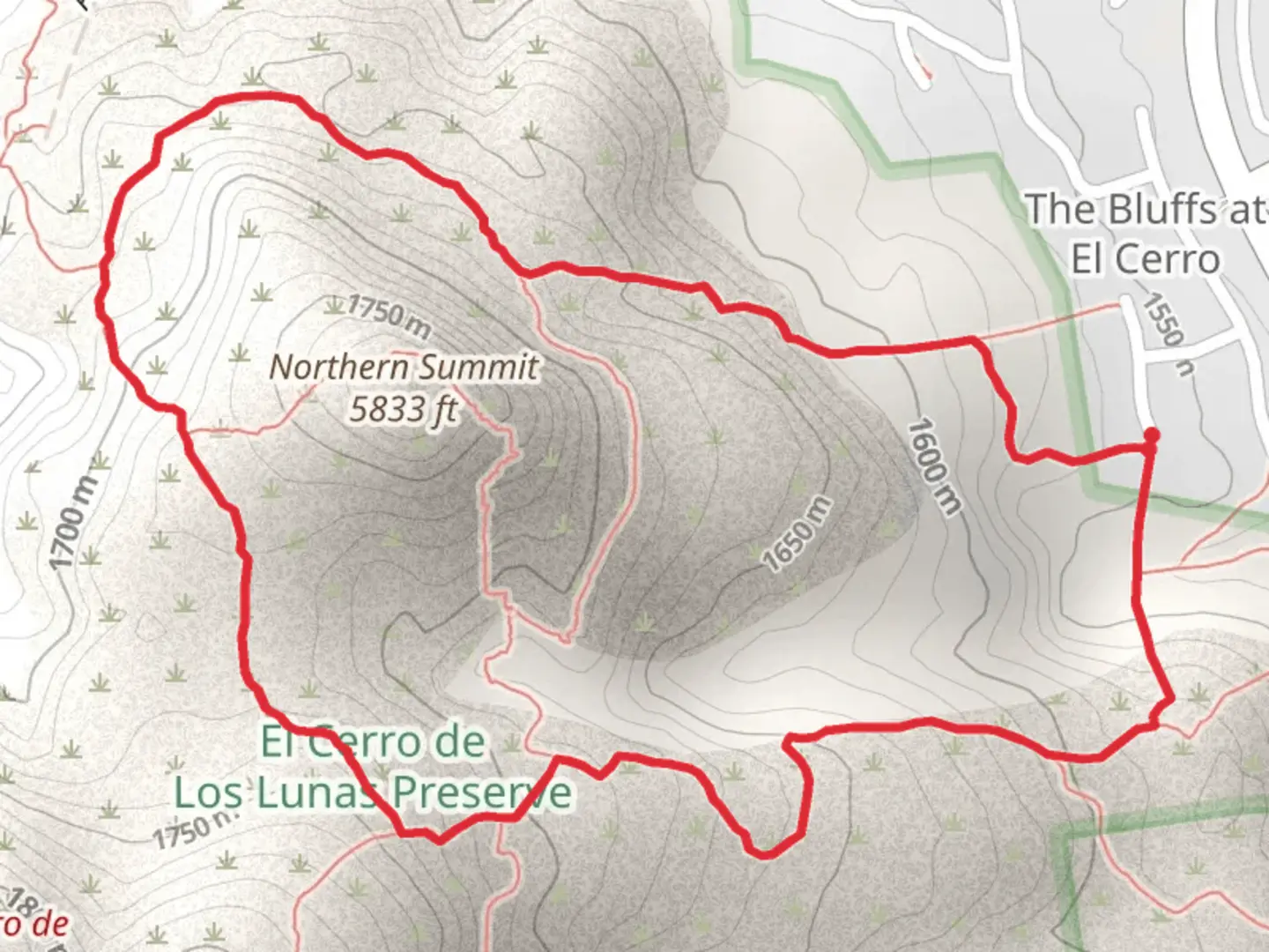 An image depicting the trail Overlook, Summit and Sunrise Loop Trail and its surrounding area.