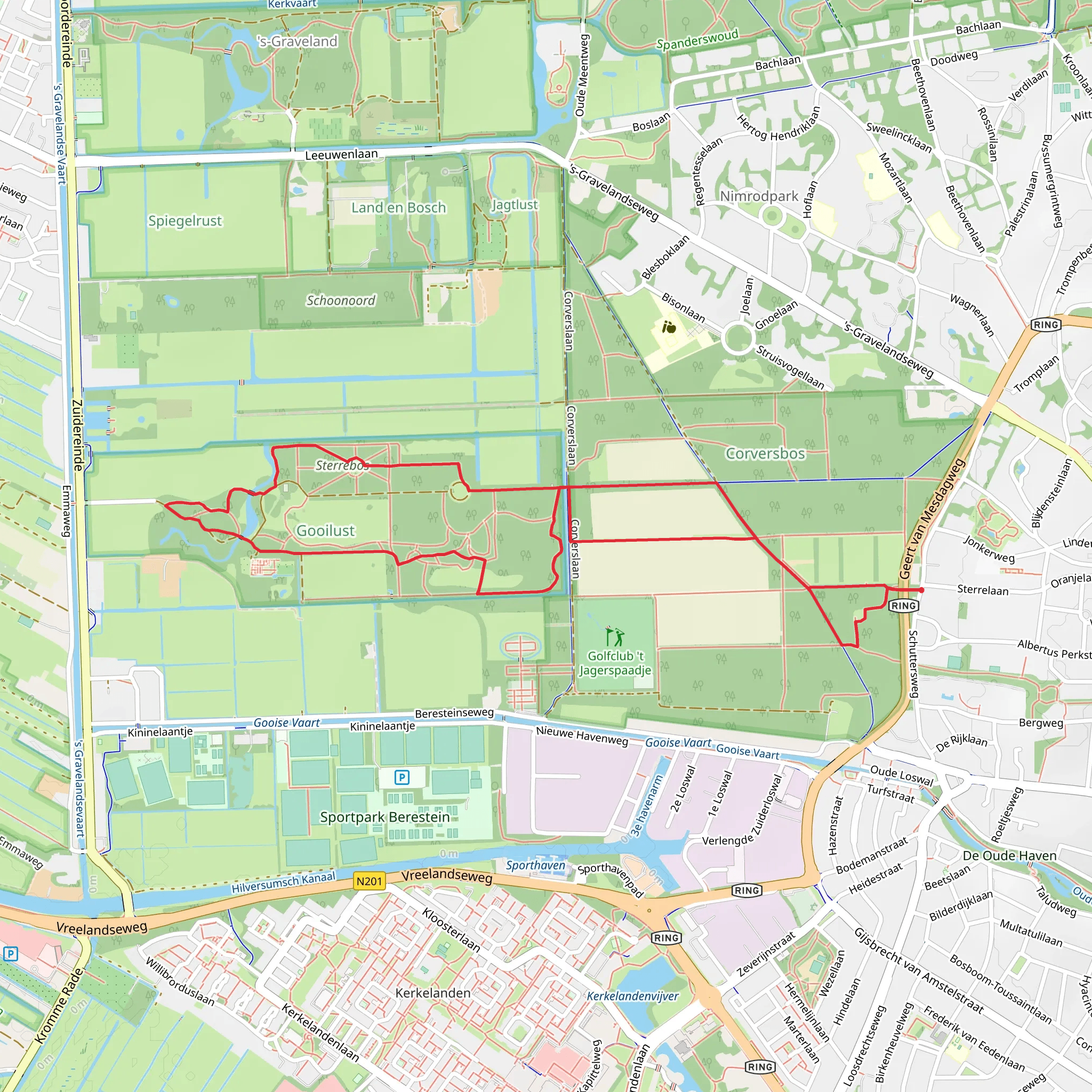 Corvershof and Gooilust via Weg naar Gooilust mobile static map