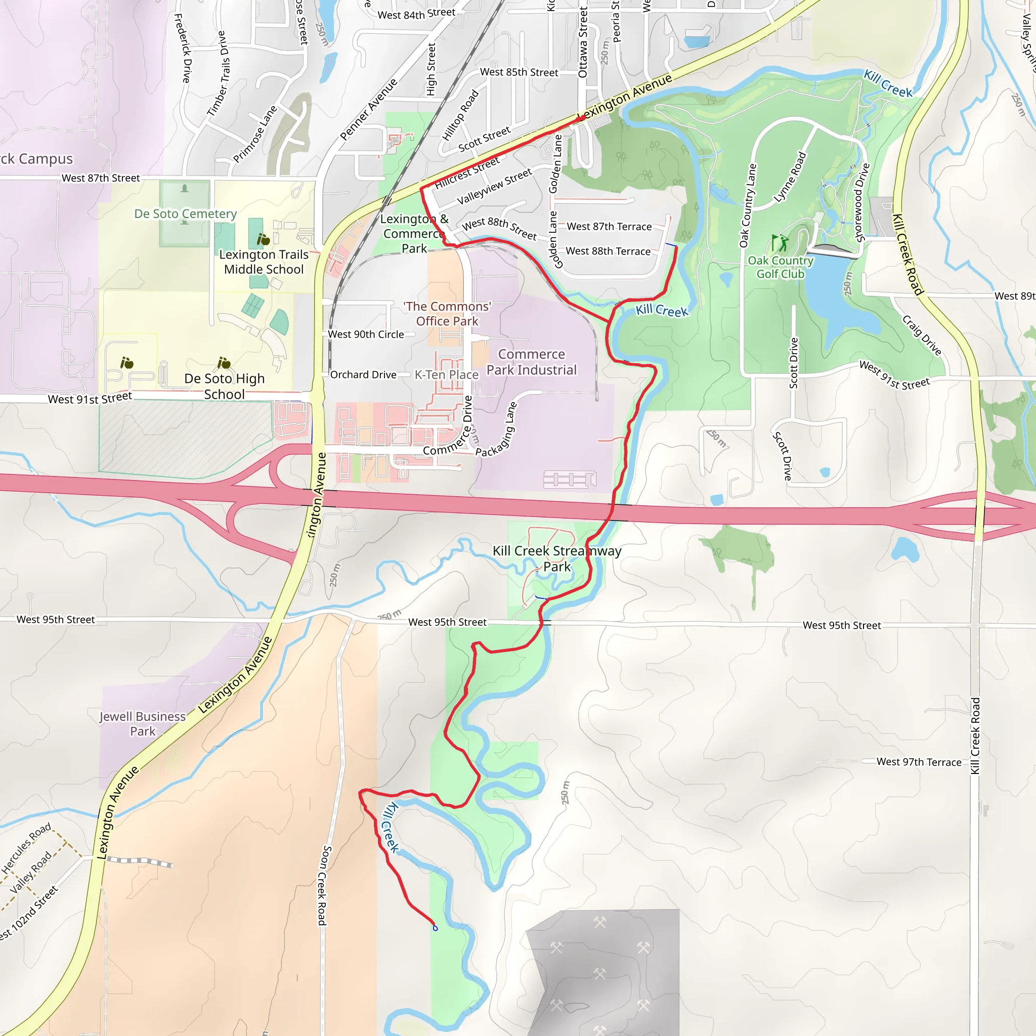 Kill Creek Streamway Trail - Gathering Place Park mobile static map