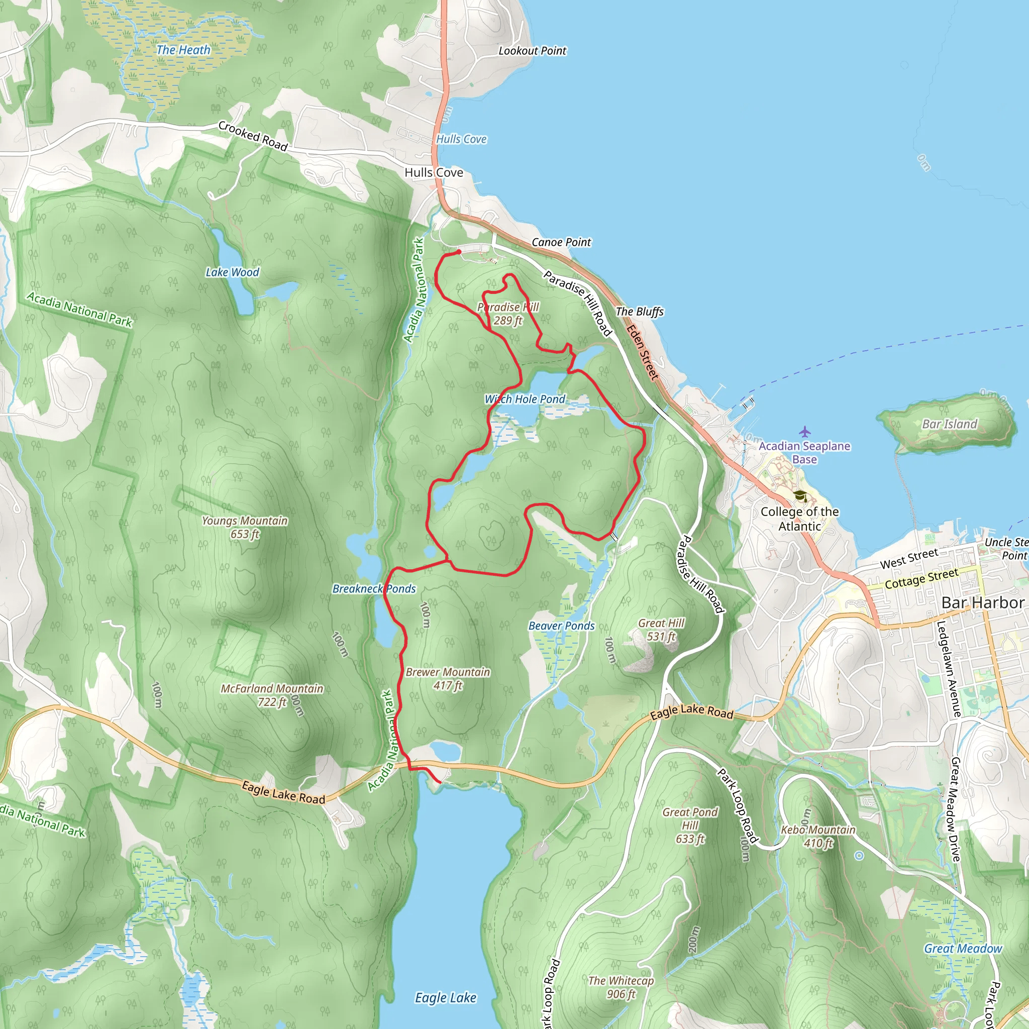 Eagle Lake and Witch Hole Pond Loop mobile static map