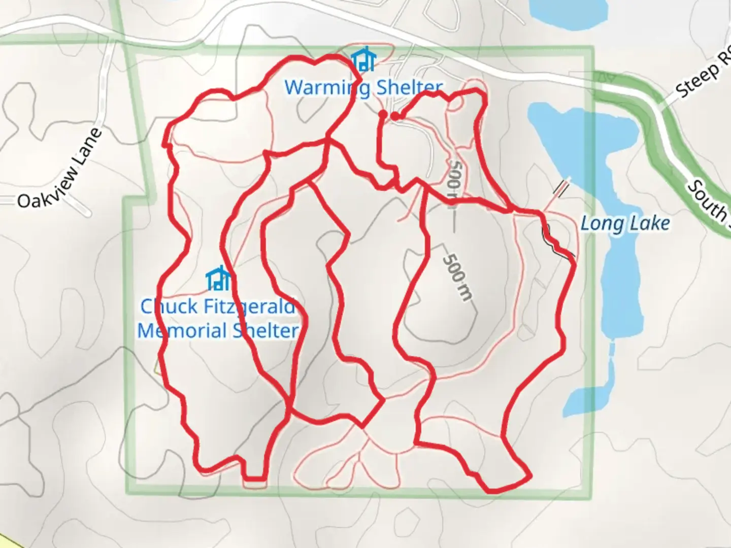 An image depicting the trail Towering Pine Loop and Deer Ridge Trail and its surrounding area.