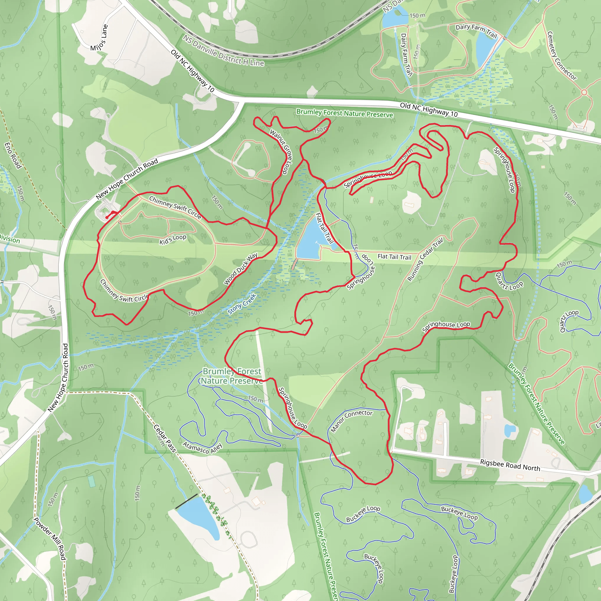 Wood Duck, Chimney Swift and Springhouse Loop mobile static map
