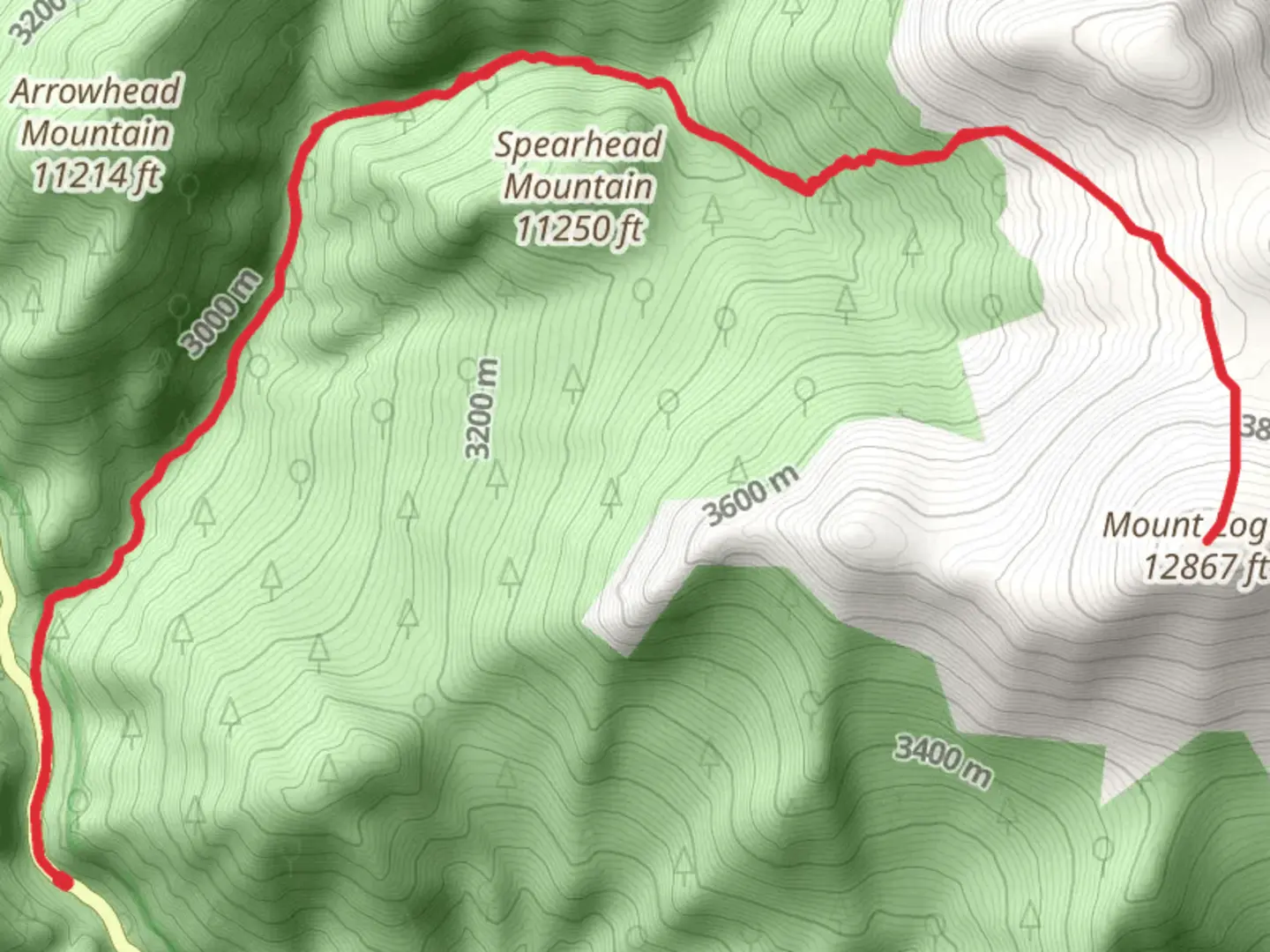 An image depicting the trail Mount Logan via Threemile Creek Trail and its surrounding area.