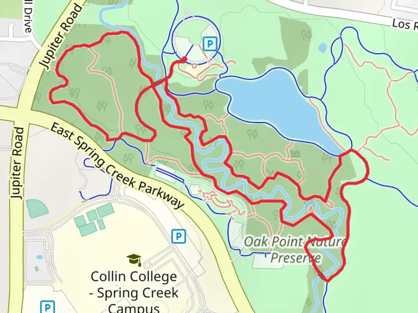 An image depicting the trail Oak Point Park and Nature Preserve Loop - Long and its surrounding area.