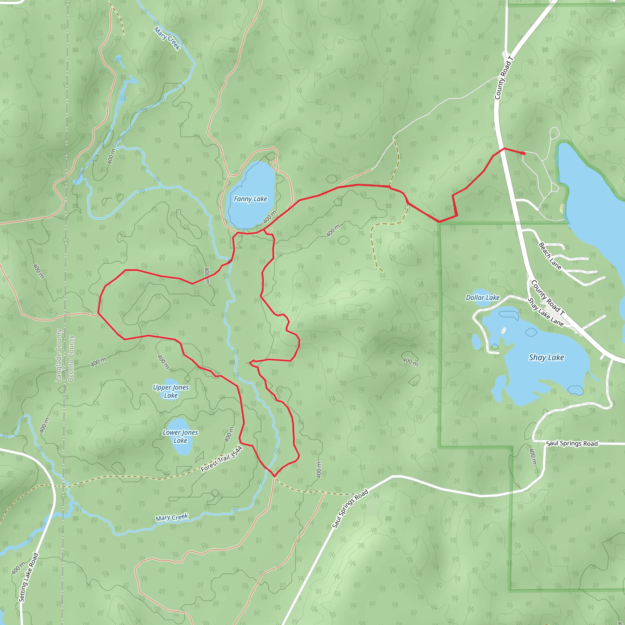 Fanny Lake and Mary Creek Loop mobile static map